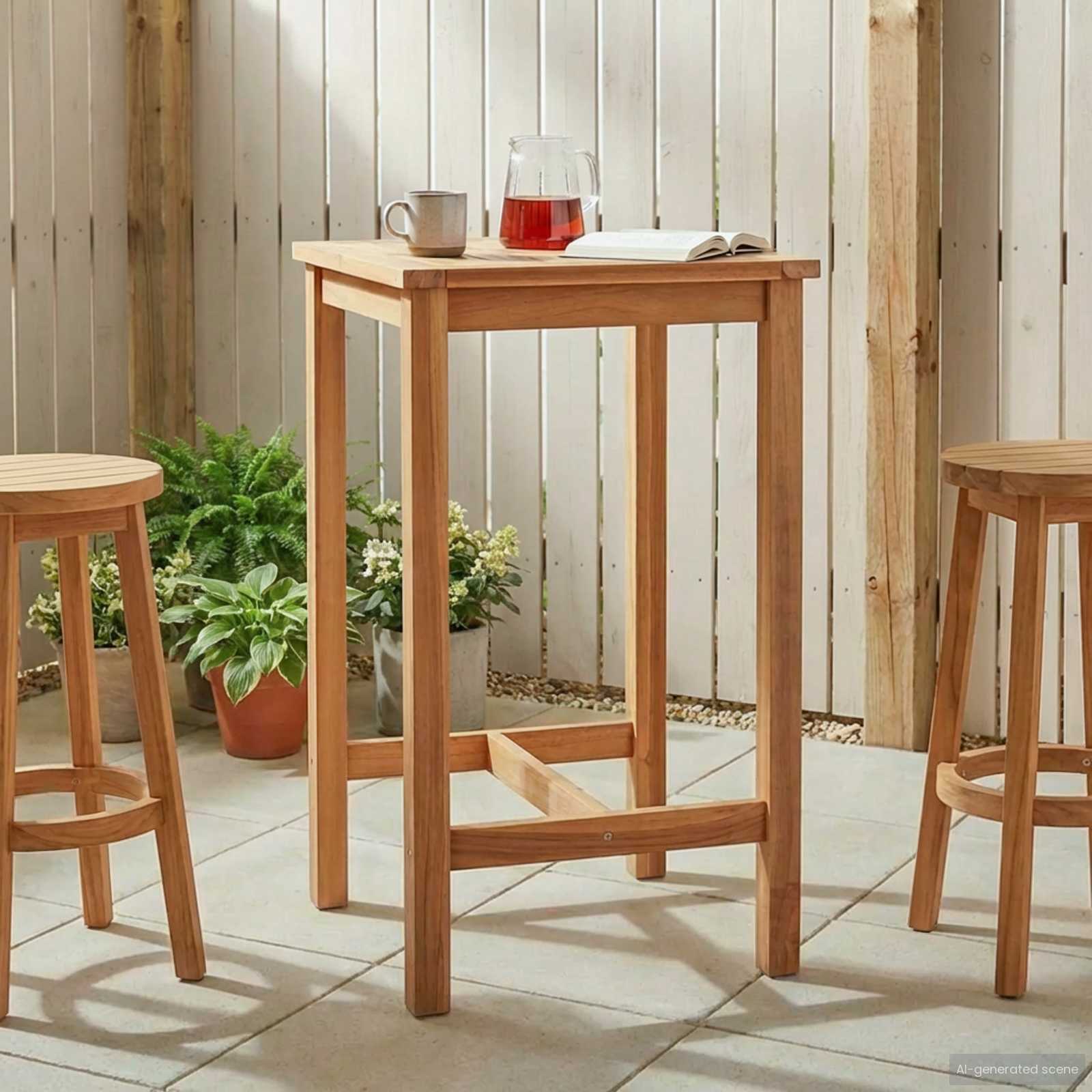 Bar Table Natural 60 x 60 x 105 cm Solid Teak
