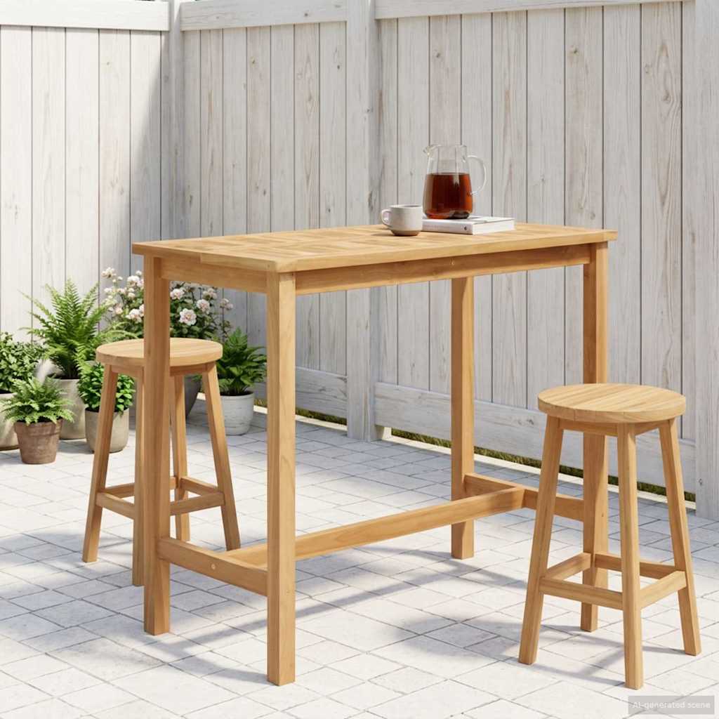 Bar Table Natural 110 x 60 x 105 cm Solid Teak