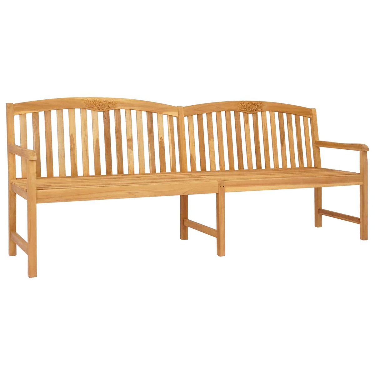 Handcarved Rose Bench Natural 228 x 60 x 90 cm Solid Teak Wood