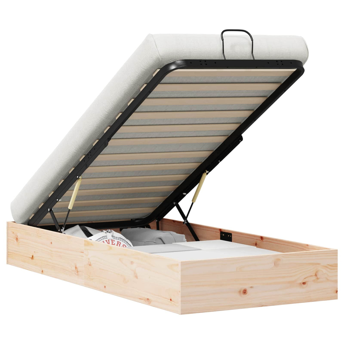 Ottoman Bed Frame with Storage Natural 90 x 190 cm