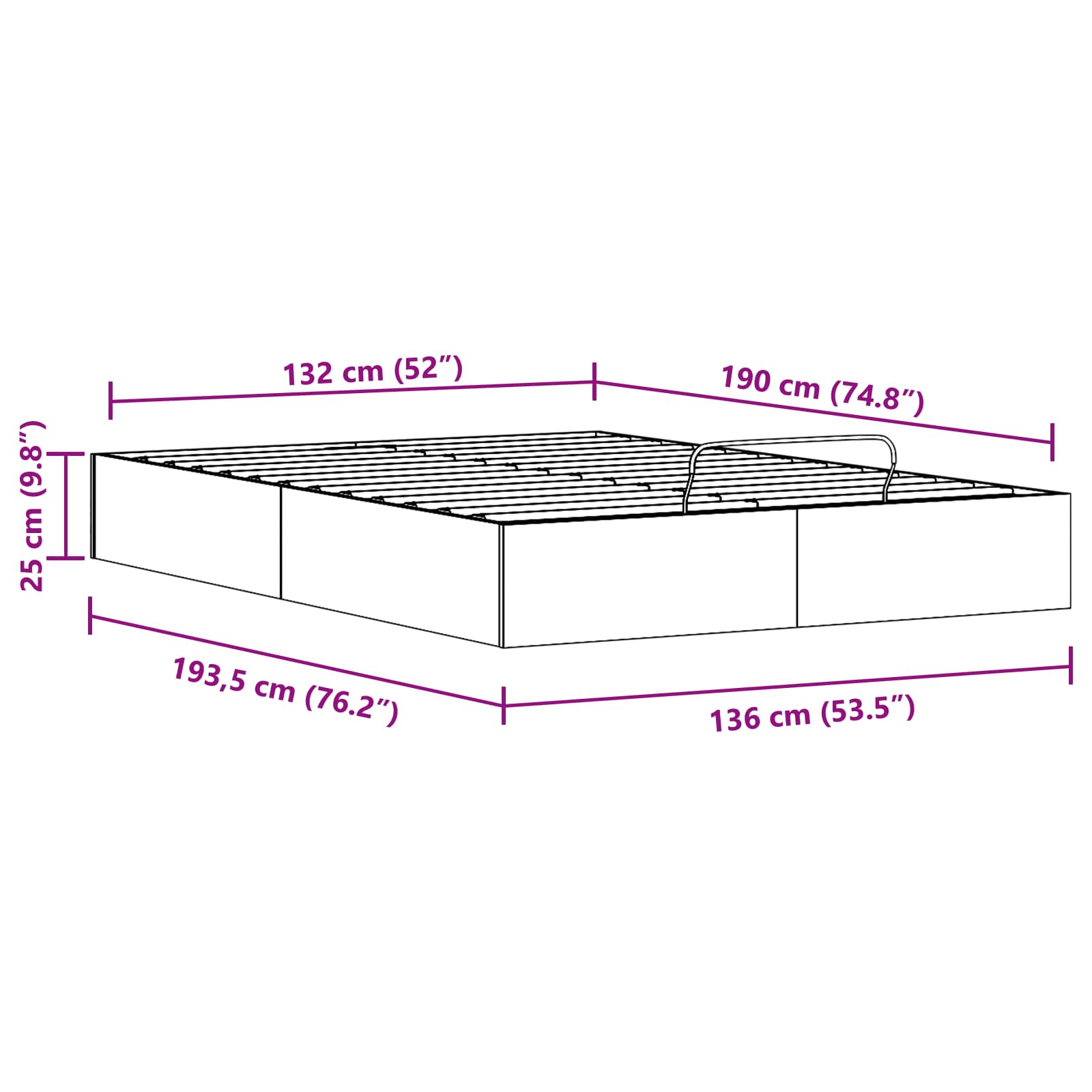 Ottoman Bed Frame with Storage Natural 135 x 190 cm