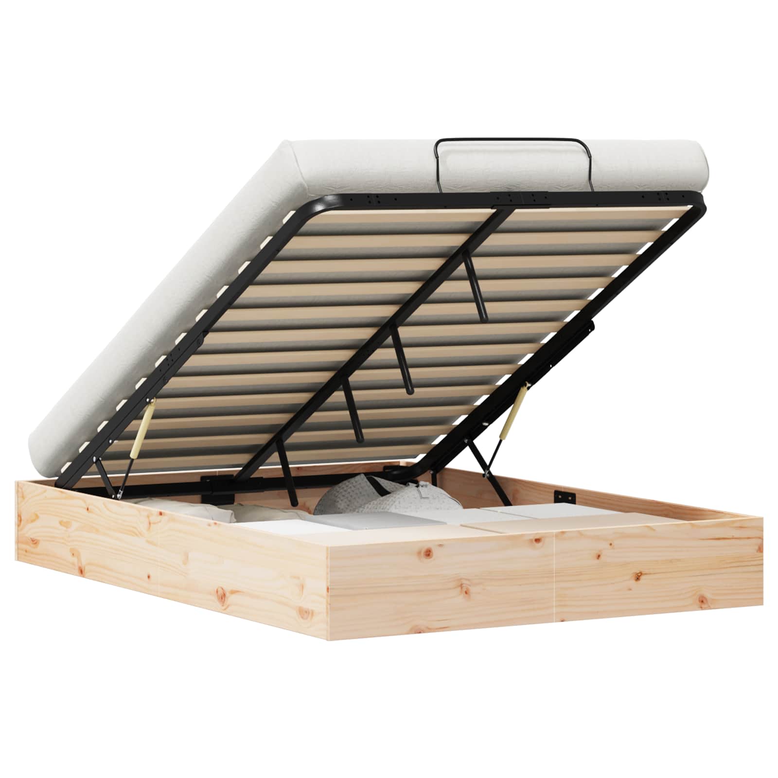Ottoman Bed Frame with Storage Natural 150 x 200 cm