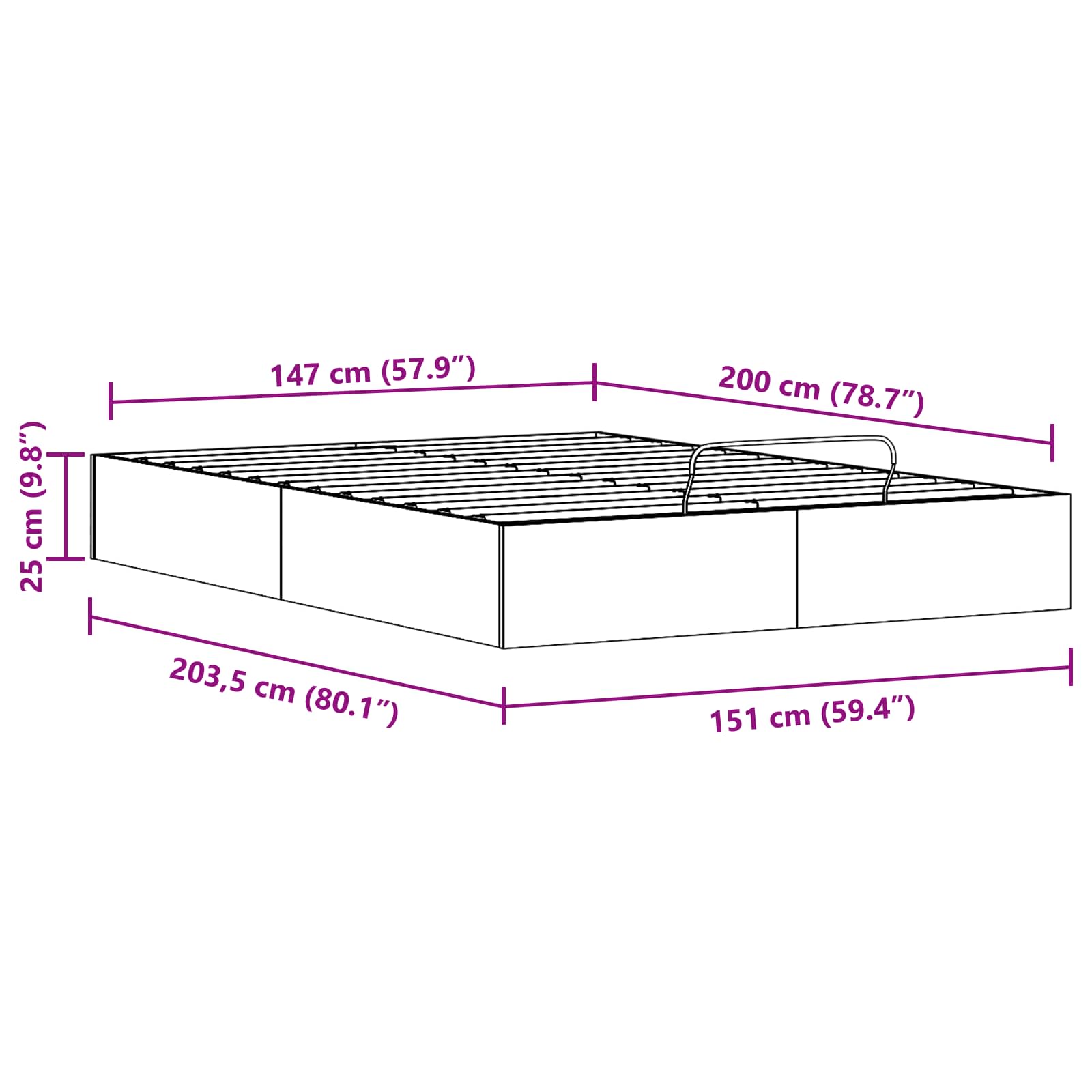 Ottoman Bed Frame with Storage Natural 150 x 200 cm