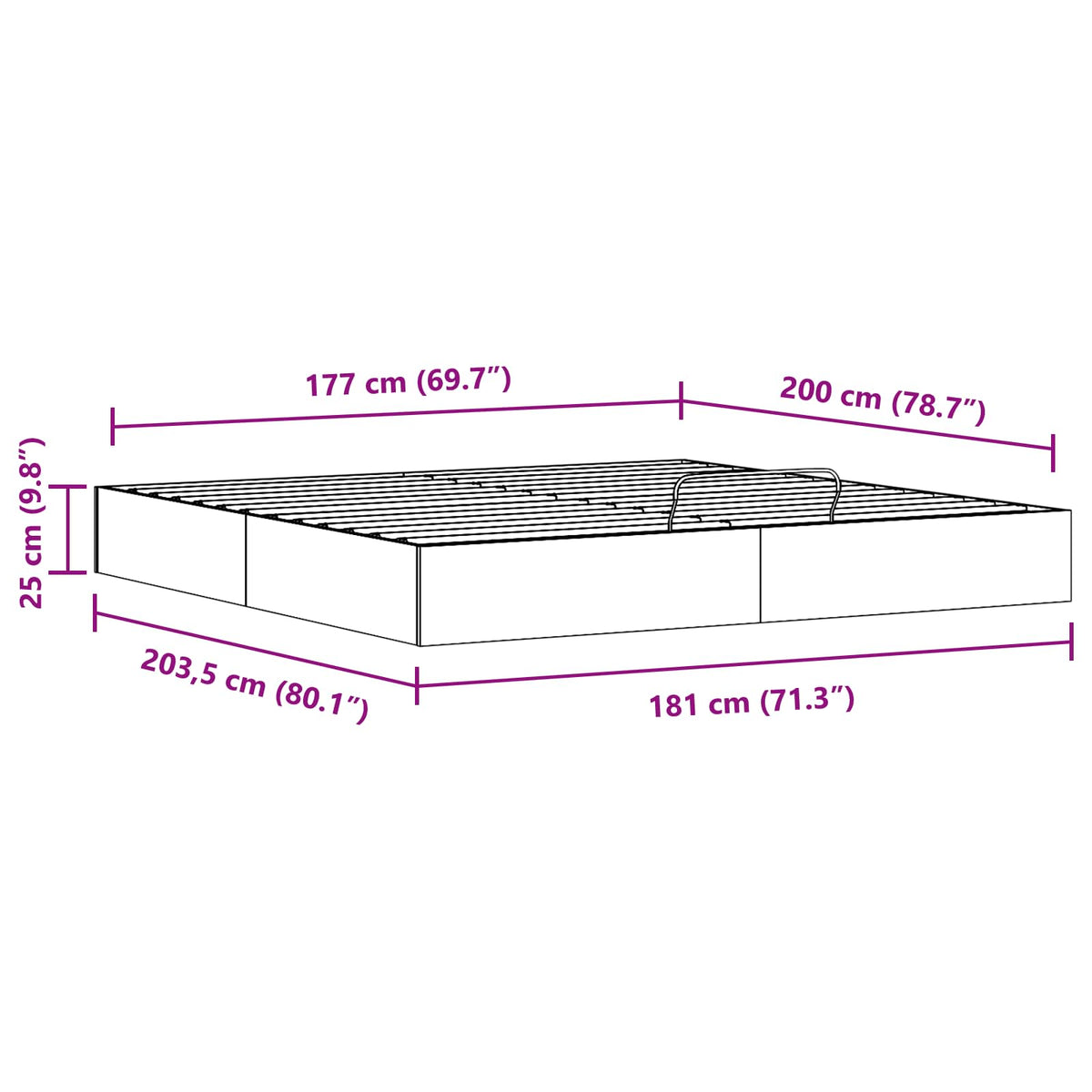 Ottoman Bed Frame with Storage Natural 180 x 200 cm