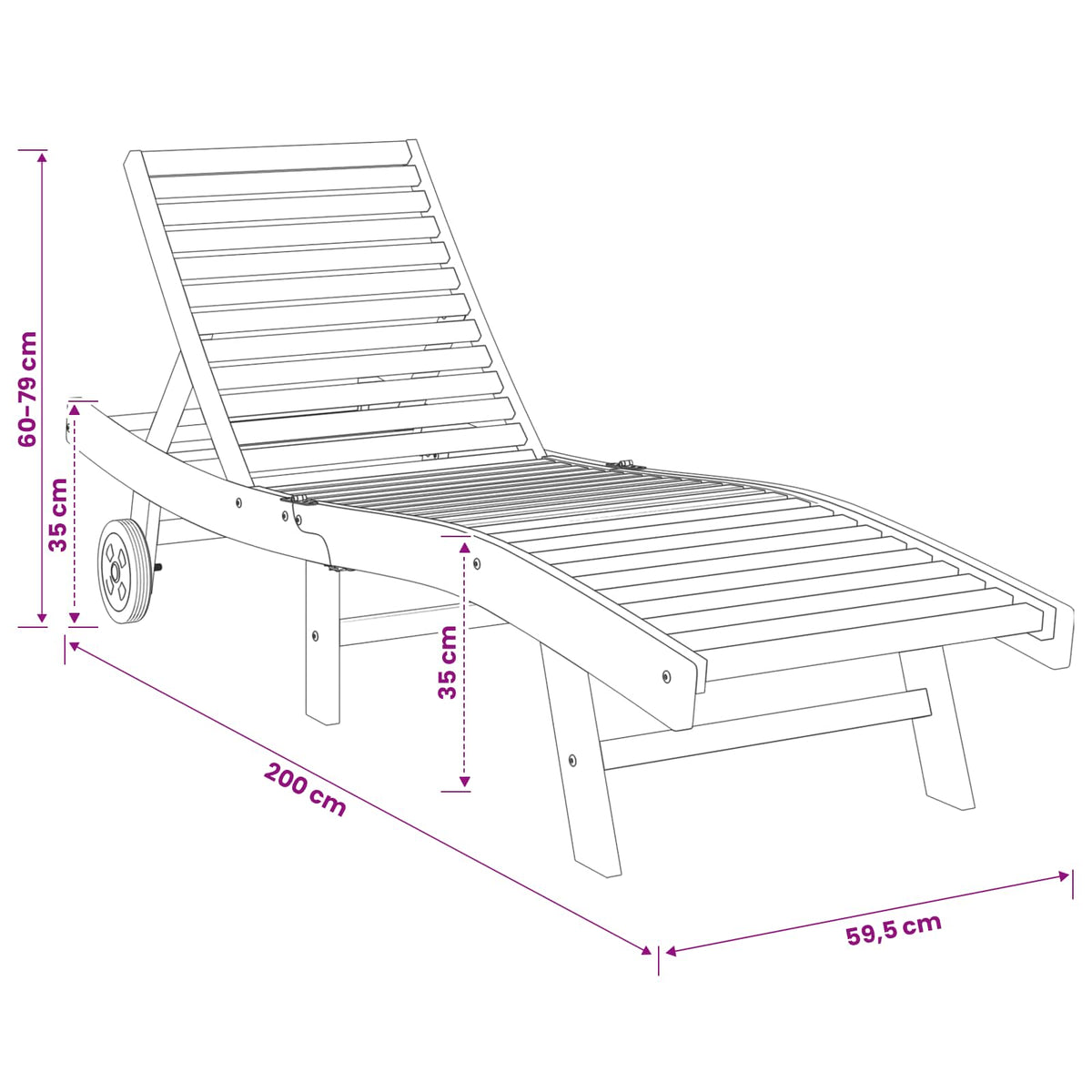 Sun Lounger Brown Solid Teak Wood