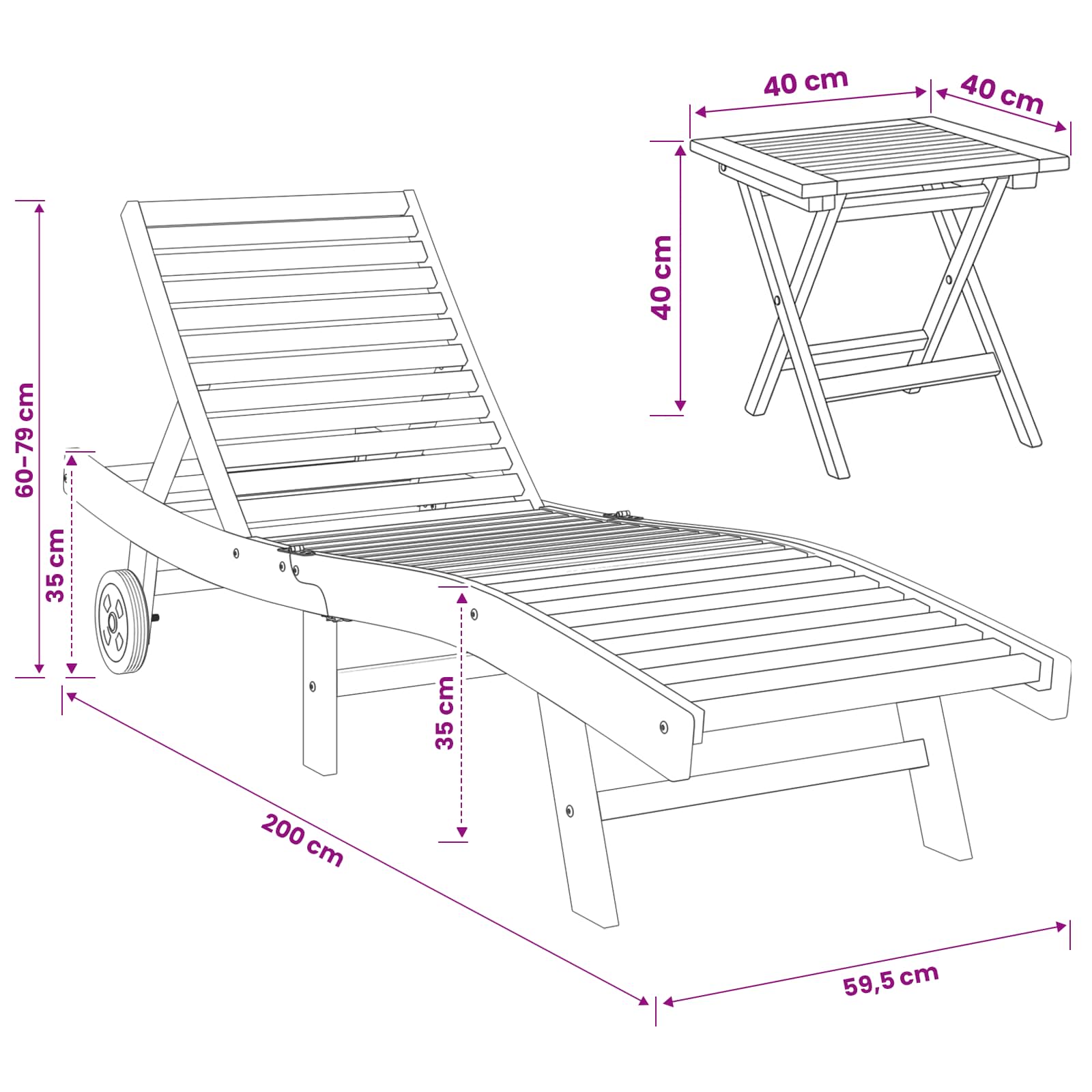 Sun Lounger 2 pcs Brown Solid Teak Wood