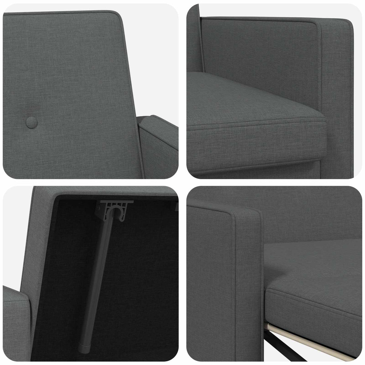Pull Out Sofa Bed Dark Grey Fabric
