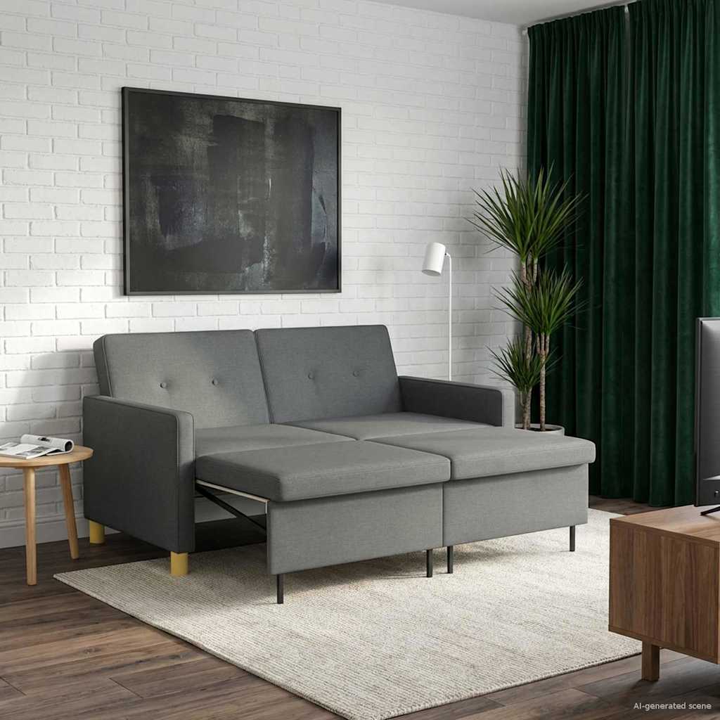 Pull Out Sofa Bed Dark Grey Fabric