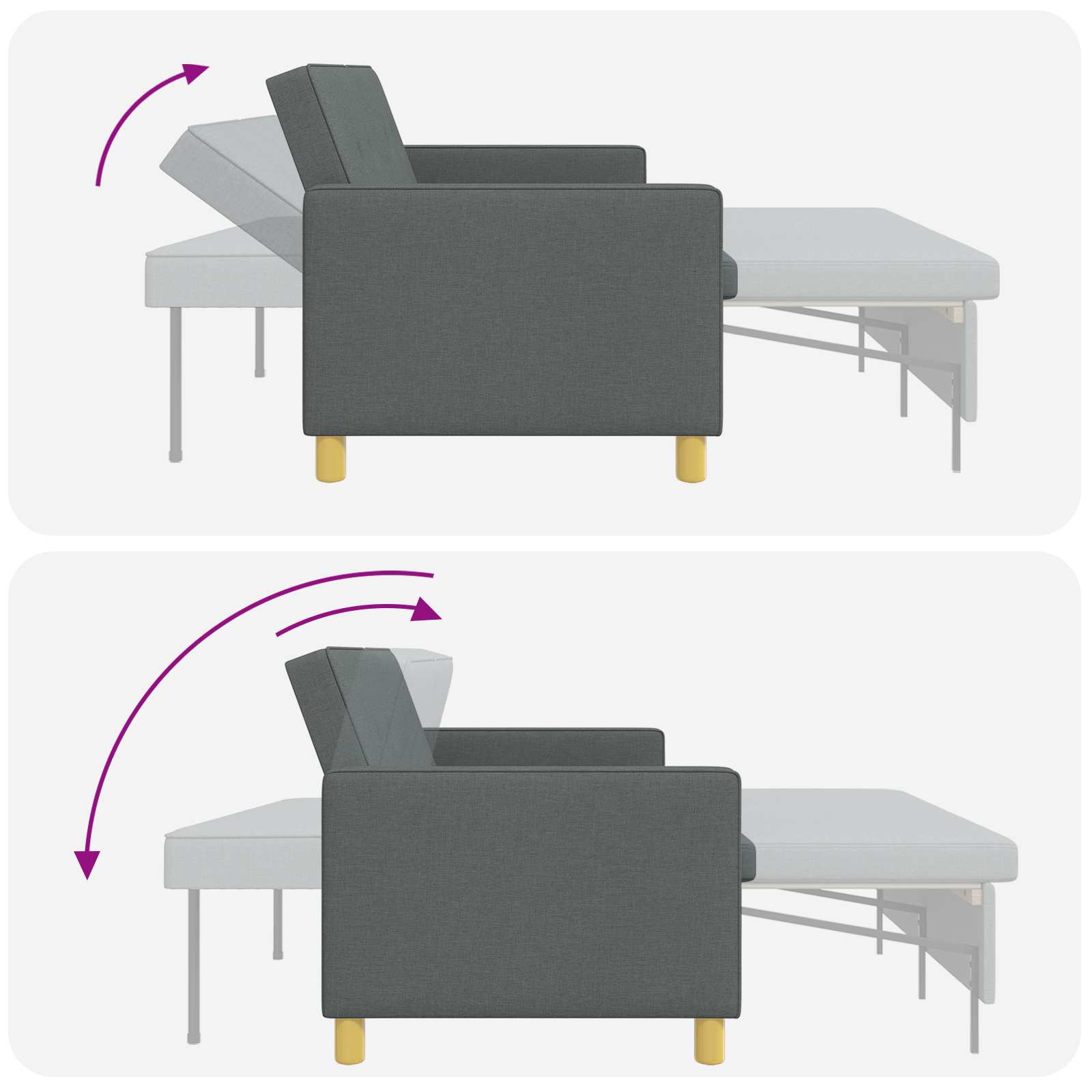 Pull Out Sofa Bed Dark Grey Fabric