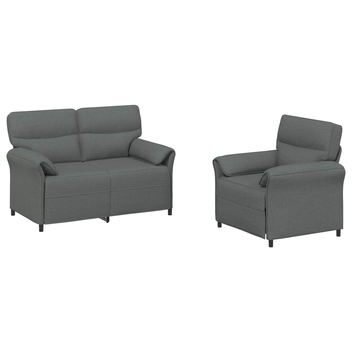Sofa Set 2 pcs Dark Grey Fabric