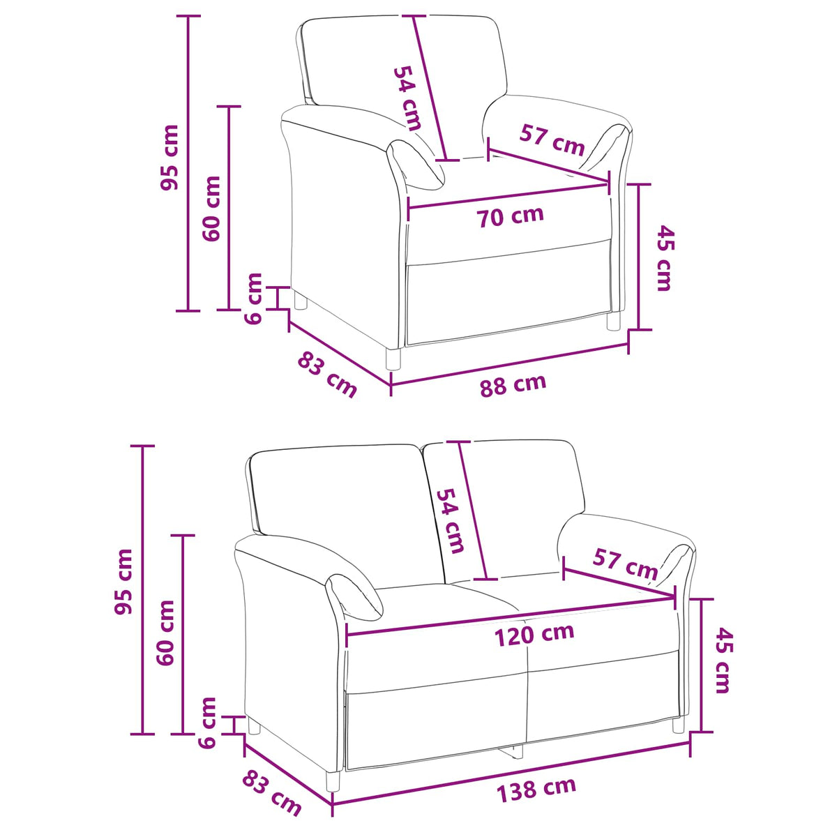 Sofa Set 2 pcs Black Velvet