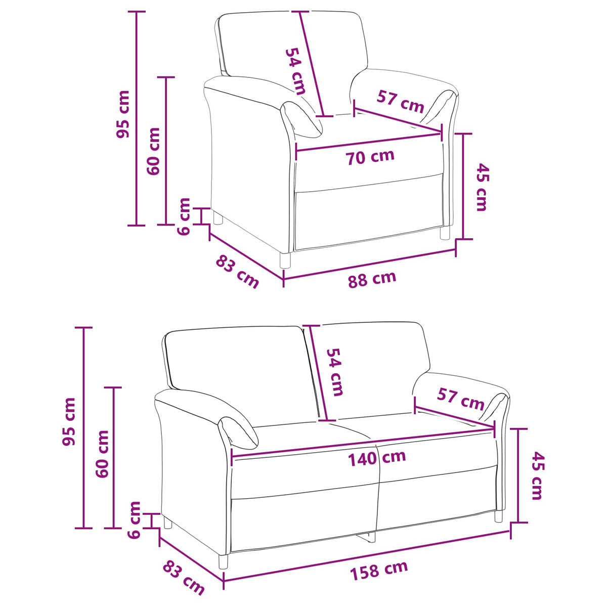 Sofa Set 2 pcs Black Velvet