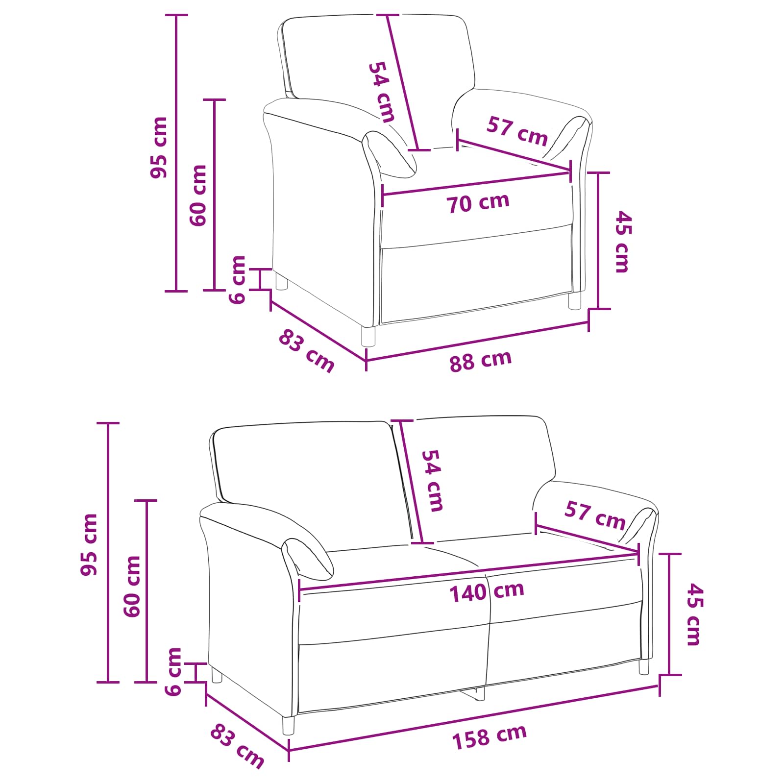Sofa Set 2 pcs Black Velvet