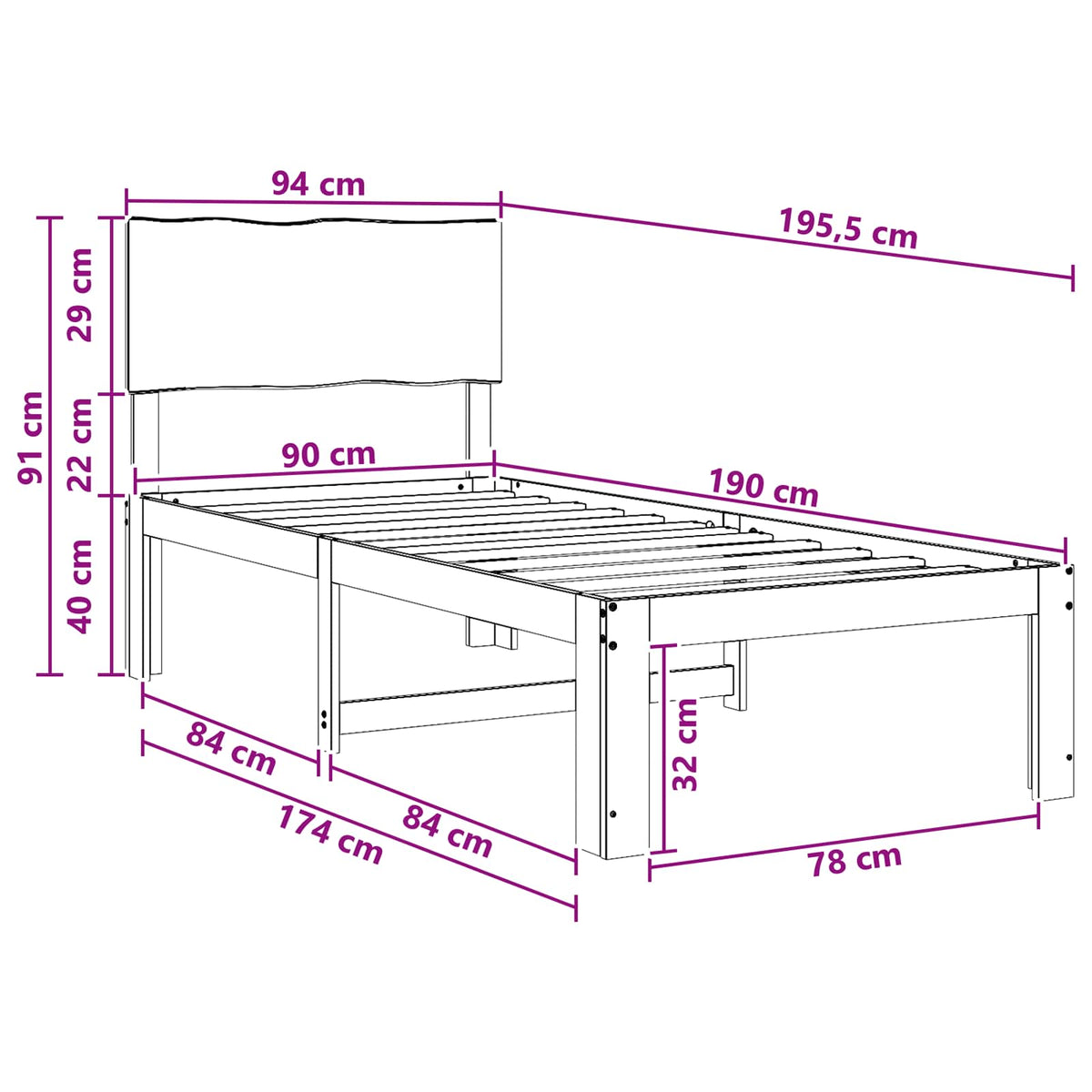 Single Bed Frame with Headboard ROSTOCK Natural 90 x 190 cm