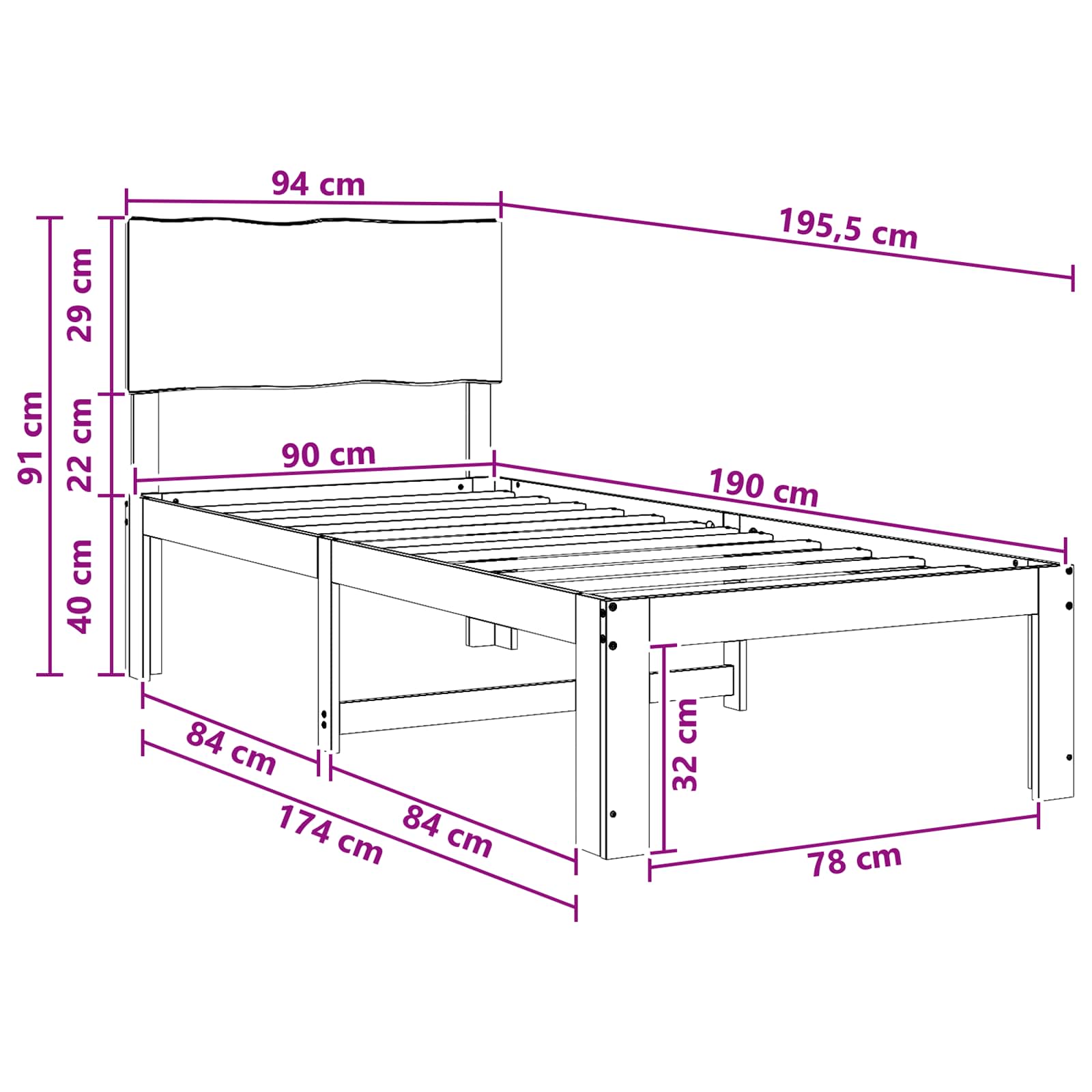 Single Bed Frame with Headboard ROSTOCK Natural 90 x 190 cm