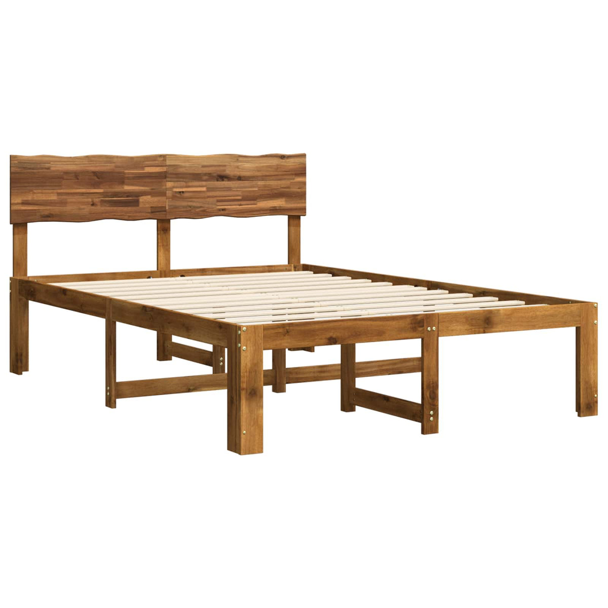 Double bed frame with headboard ROSTOCK Natural 135 x 190 cm