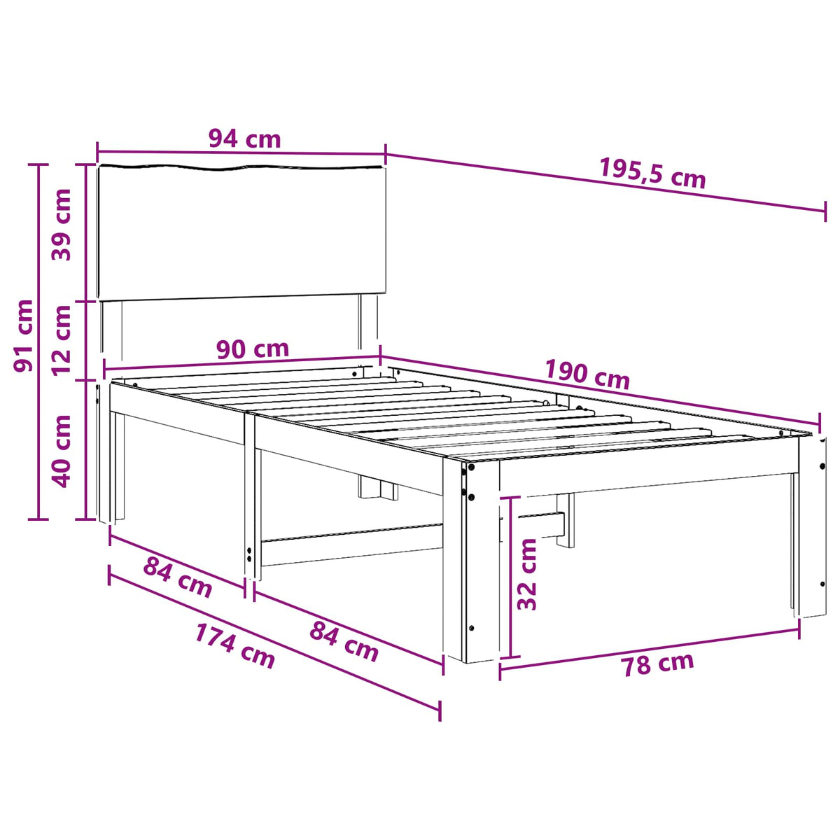 Single Bed Frame with Headboard ROSTOCK Natural 90 x 190 cm