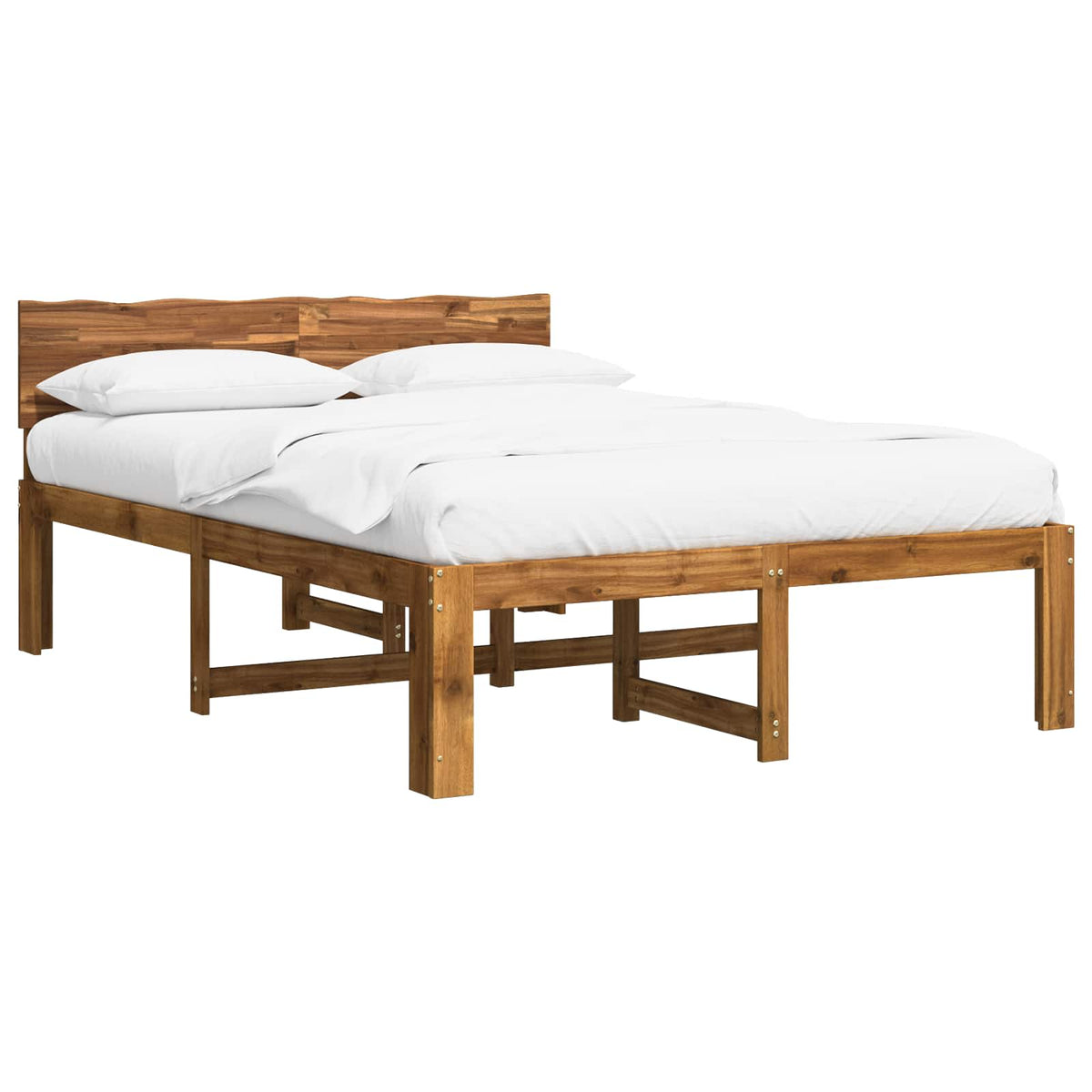 Double bed frame with headboard ROSTOCK Natural 135 x 190 cm