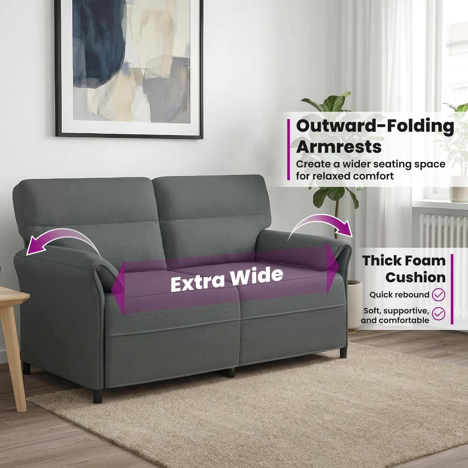 Sofa 100% polyester metal frame MDF, Plywood