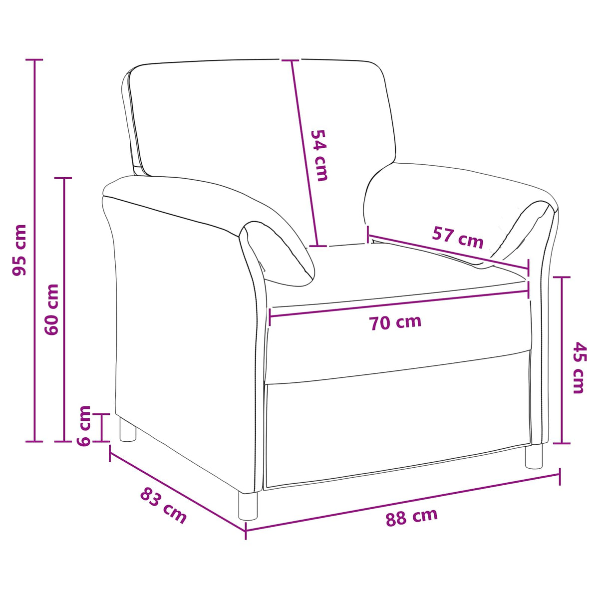 1-Seater Sofa Black 88 x 83 x 95 cm Velvet