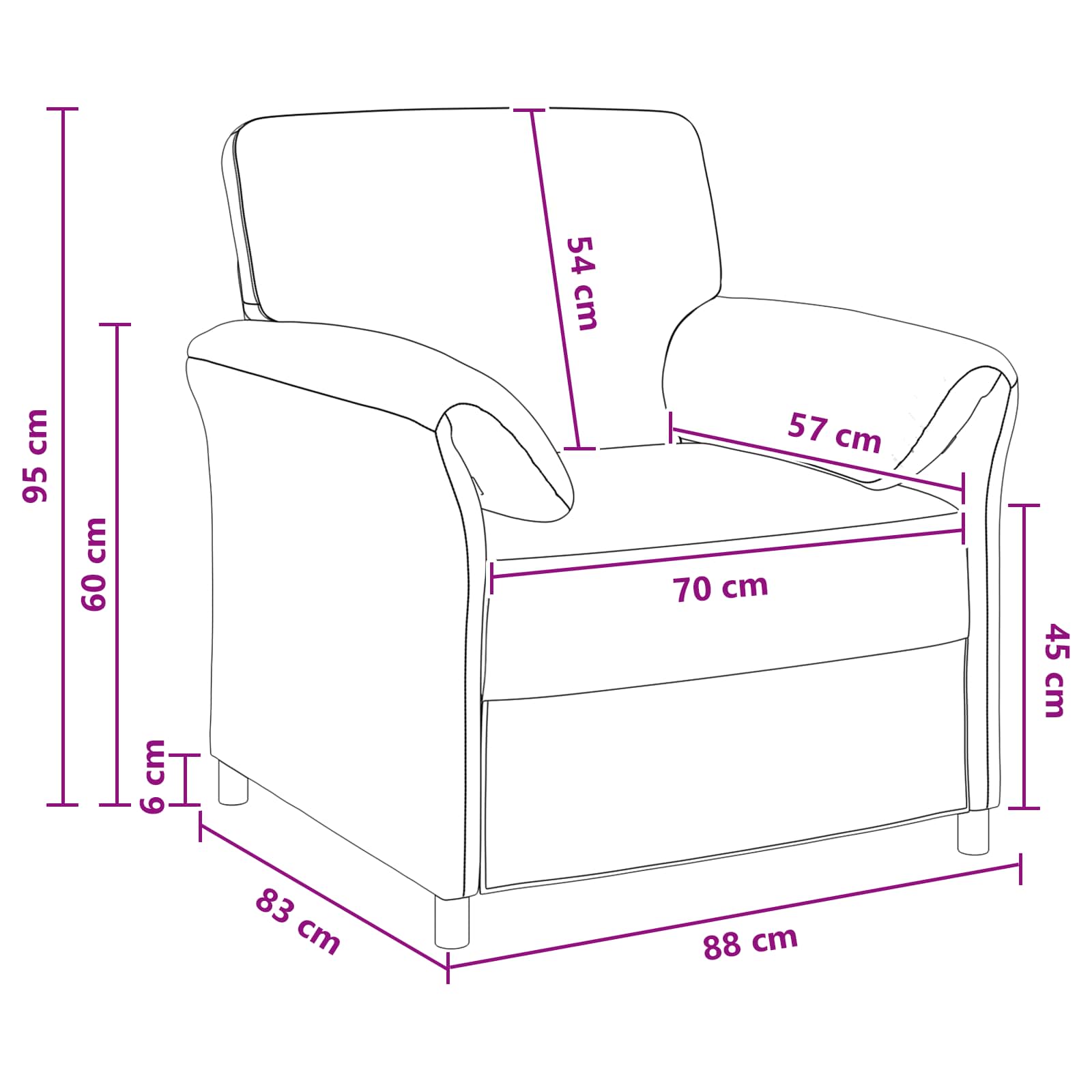 1-Seater Sofa Black 88 x 83 x 95 cm Velvet