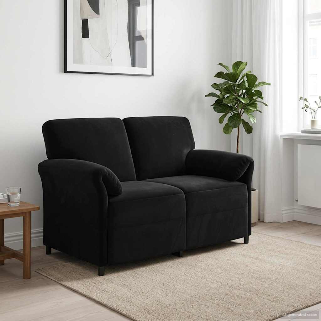 2-Seater Sofa Black 138 x 83 x 95 cm Velvet