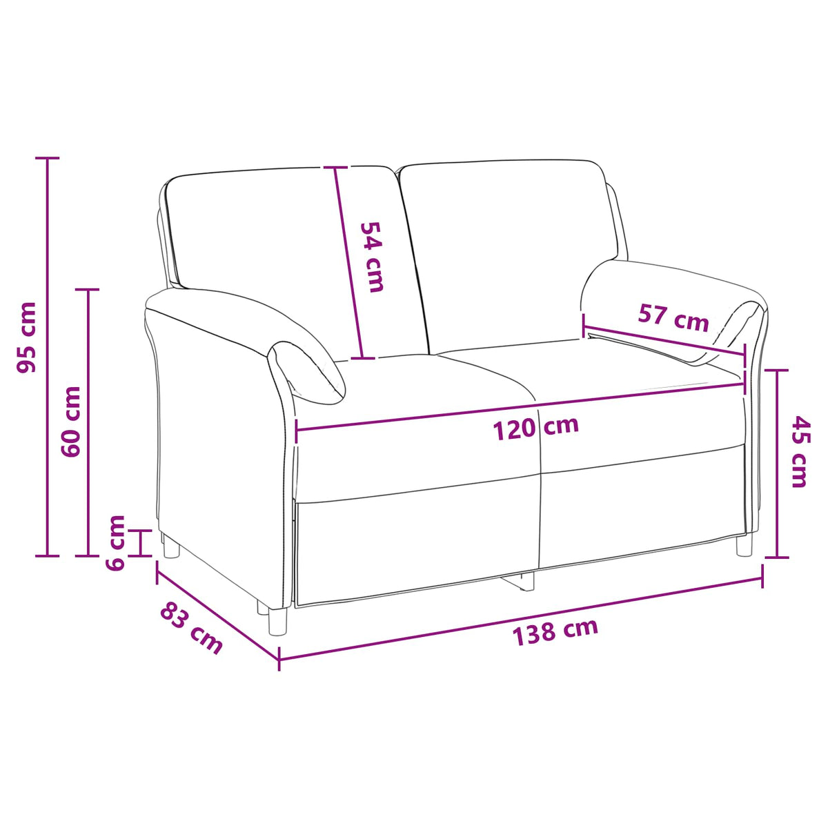 2-Seater Sofa Black 138 x 83 x 95 cm Velvet