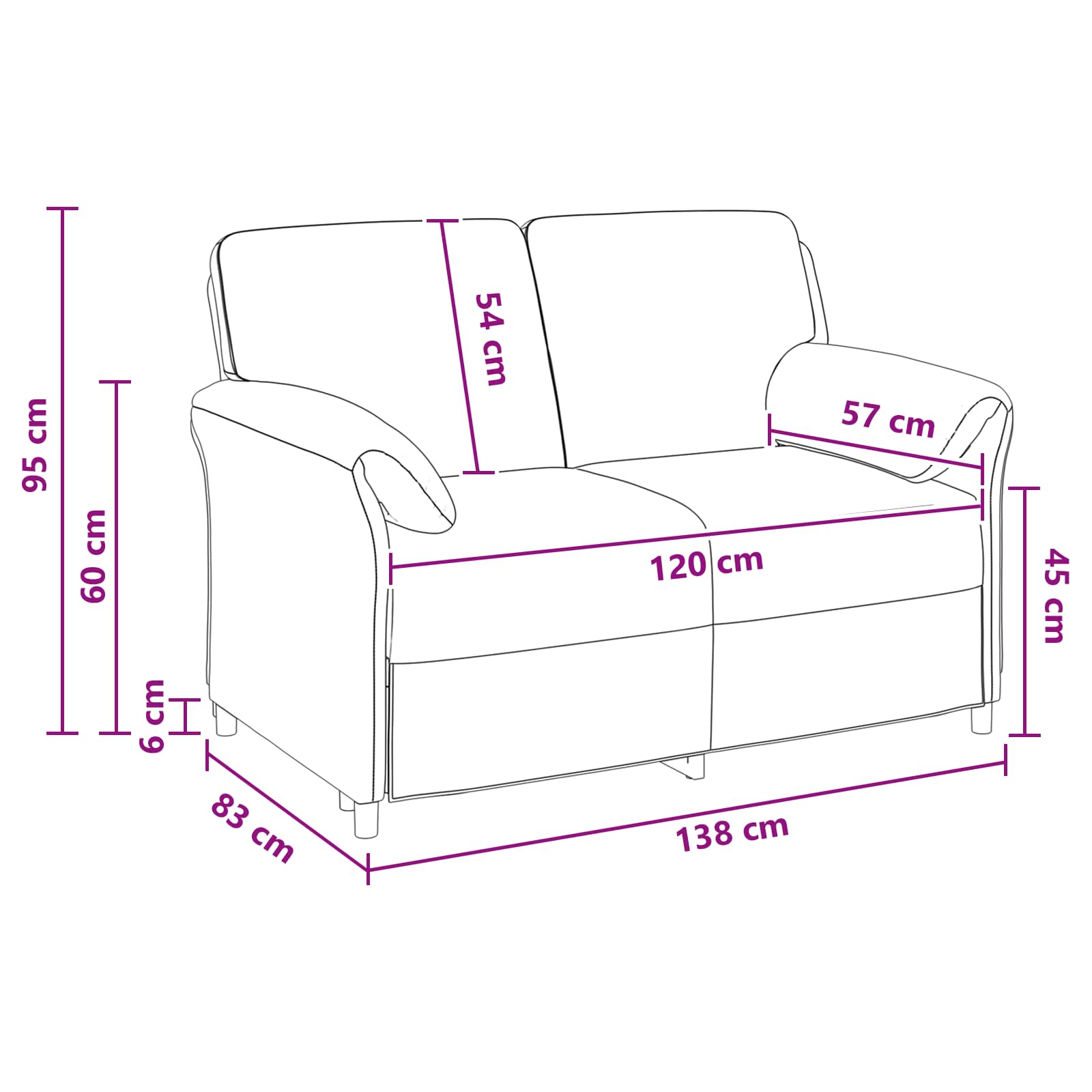 2-Seater Sofa Black 138 x 83 x 95 cm Velvet