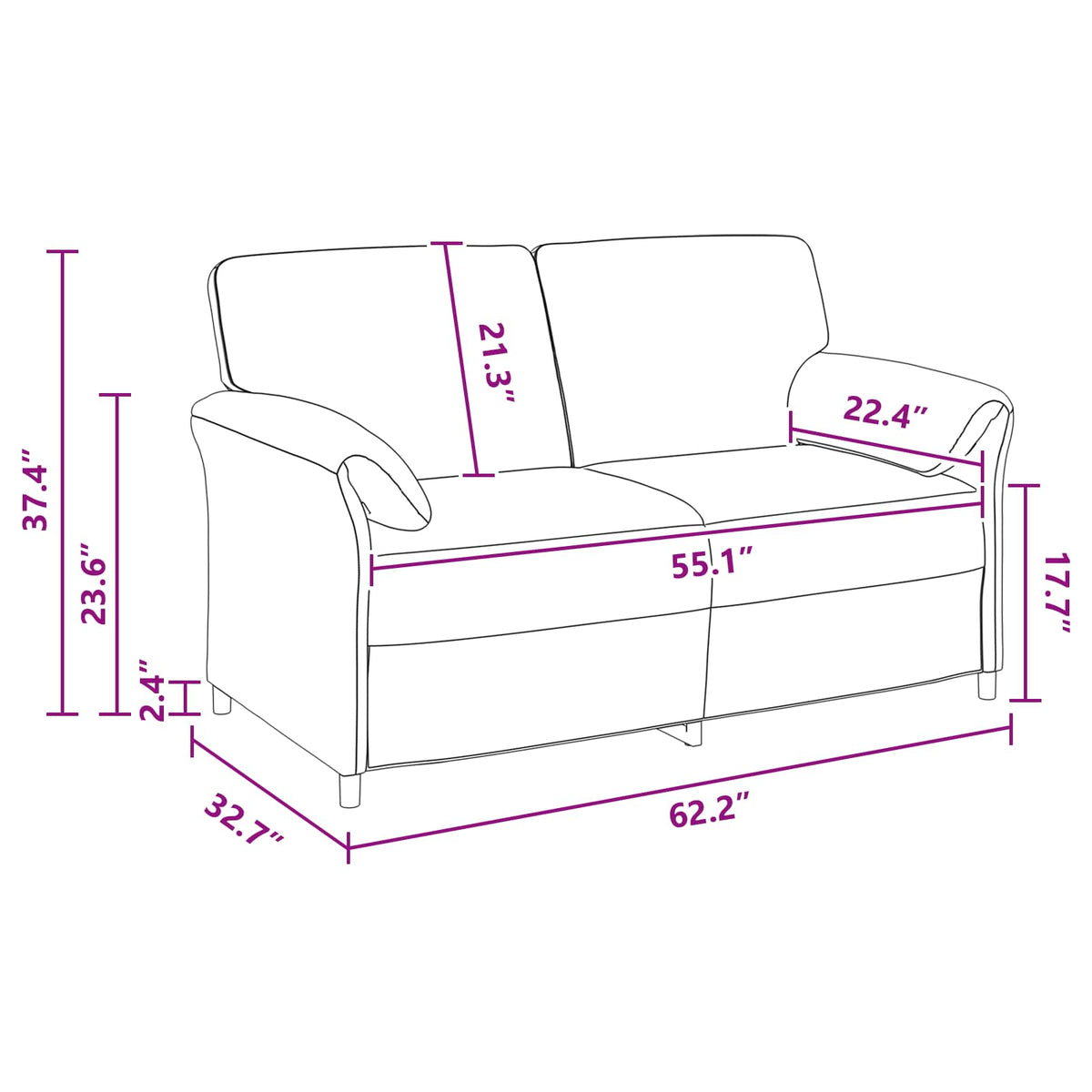 2-Seater Sofa Black 158 x 83 x 95 cm Velvet