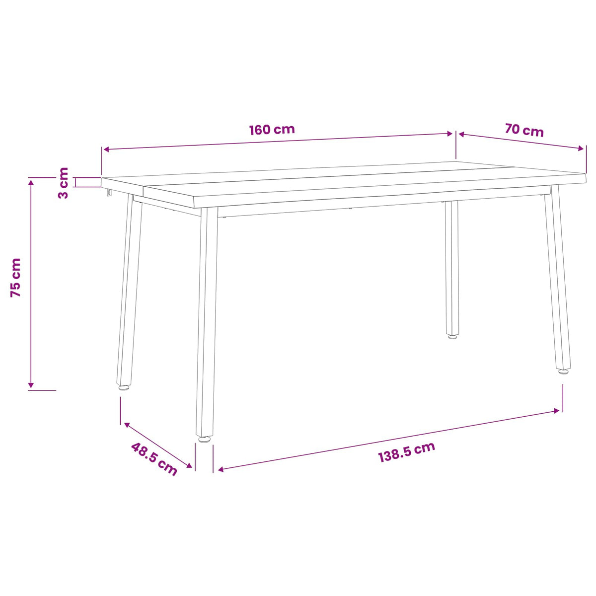 live edge dining table 160 x 70 x 75 cm Solid Acacia Wood