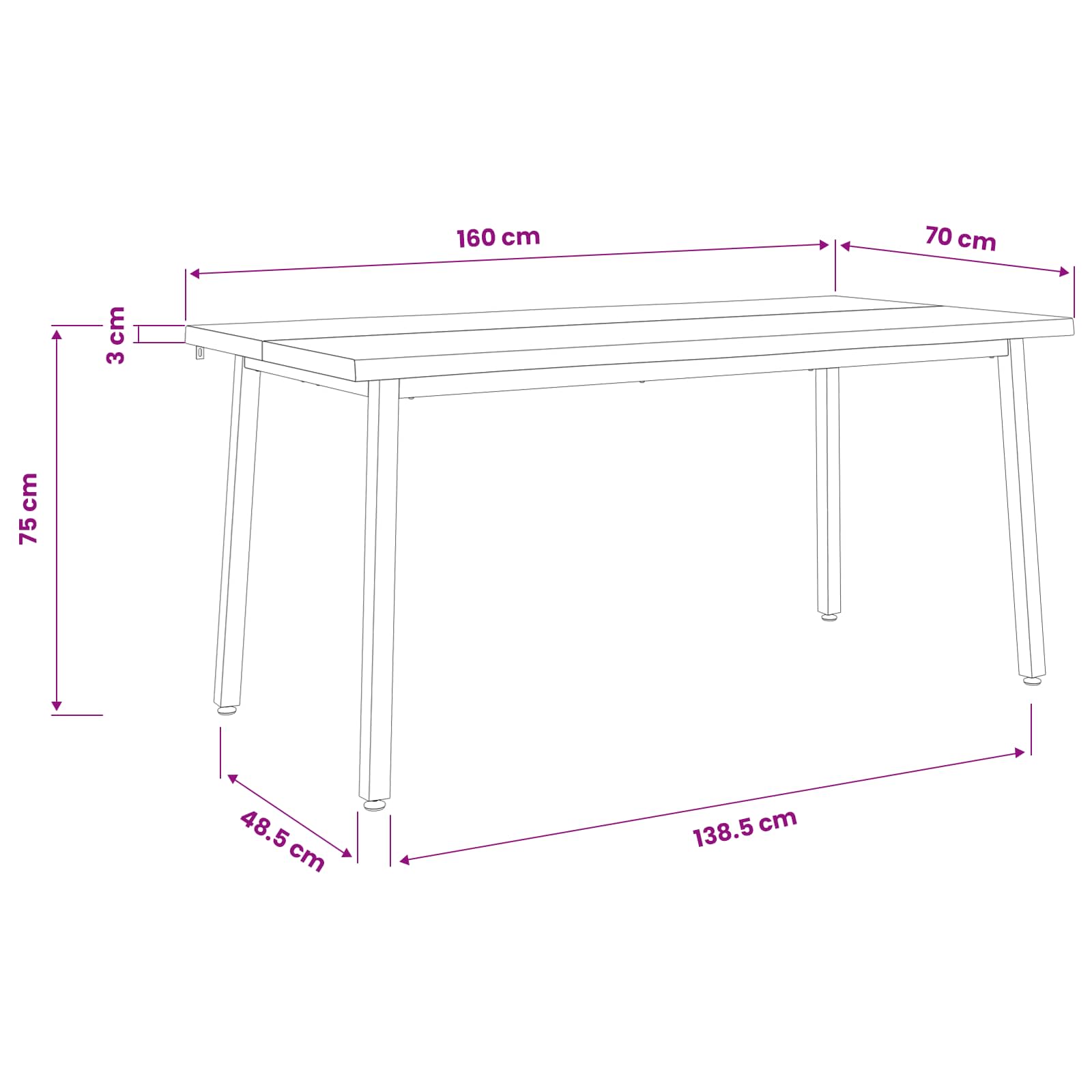 live edge dining table 160 x 70 x 75 cm Solid Acacia Wood