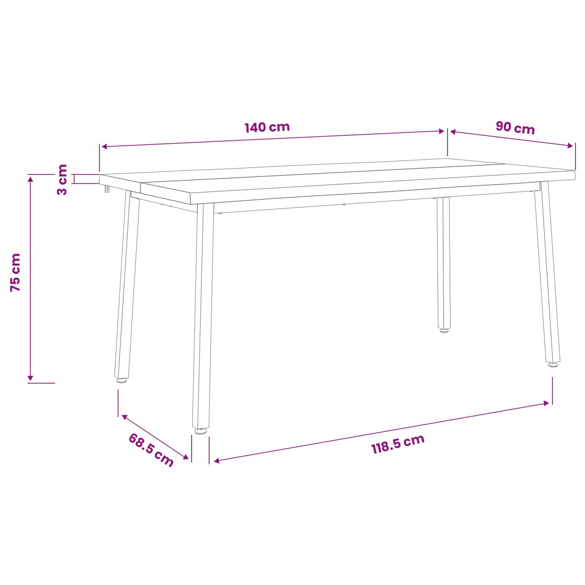 live edge dining table 140 x 90 x 75 cm Solid Acacia Wood
