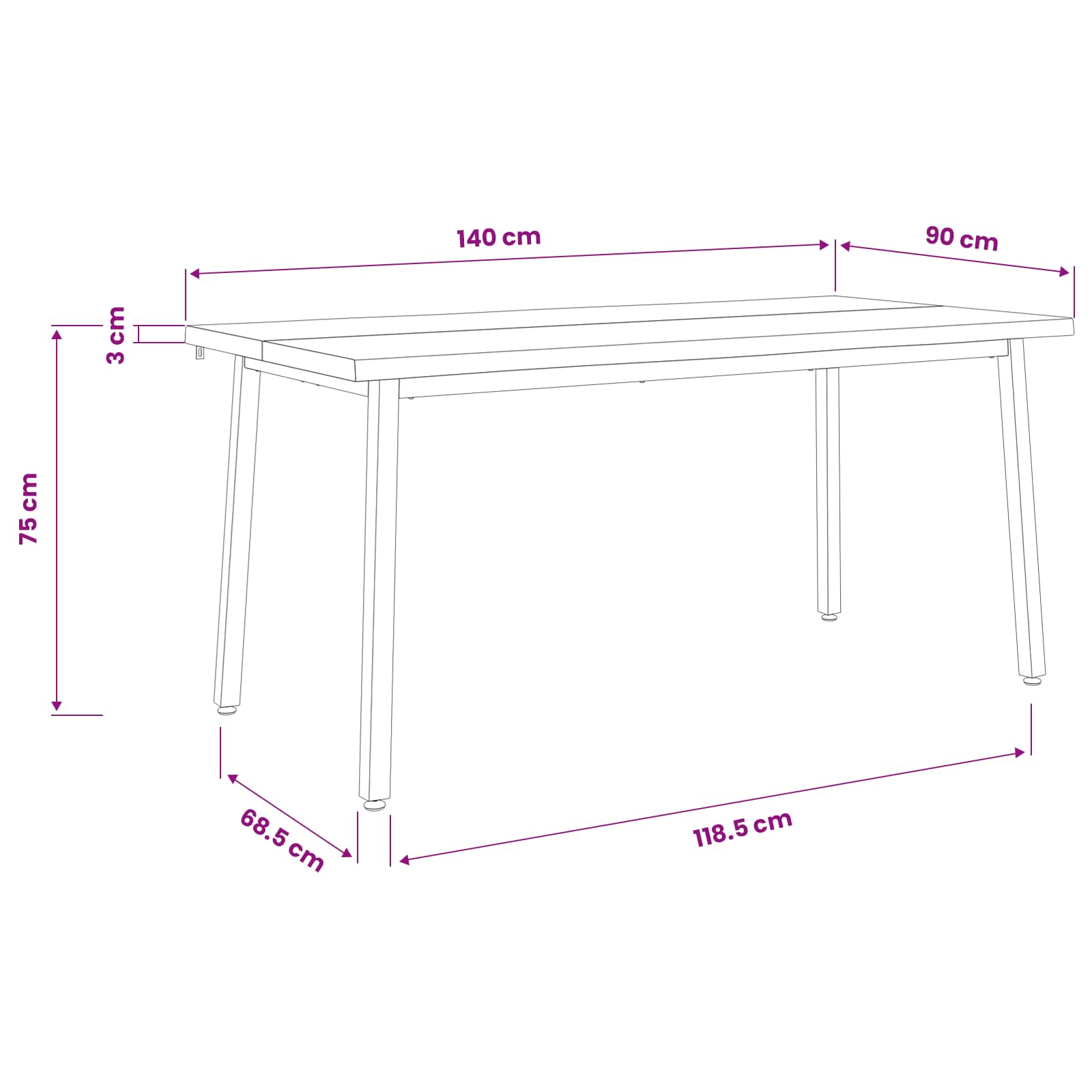 live edge dining table 140 x 90 x 75 cm Solid Acacia Wood