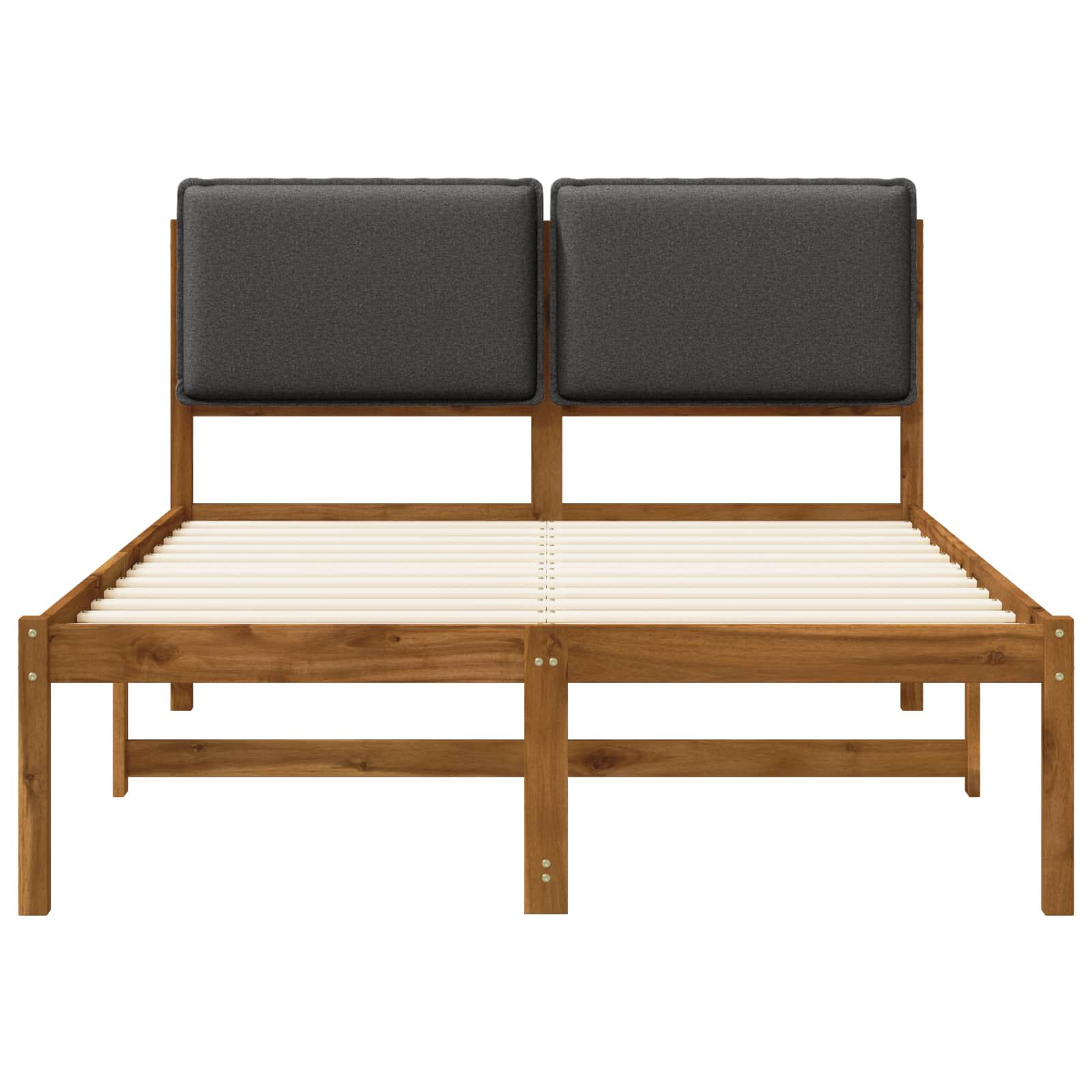 Bed Frame with Upholstered Headboard Natural and Dark Grey