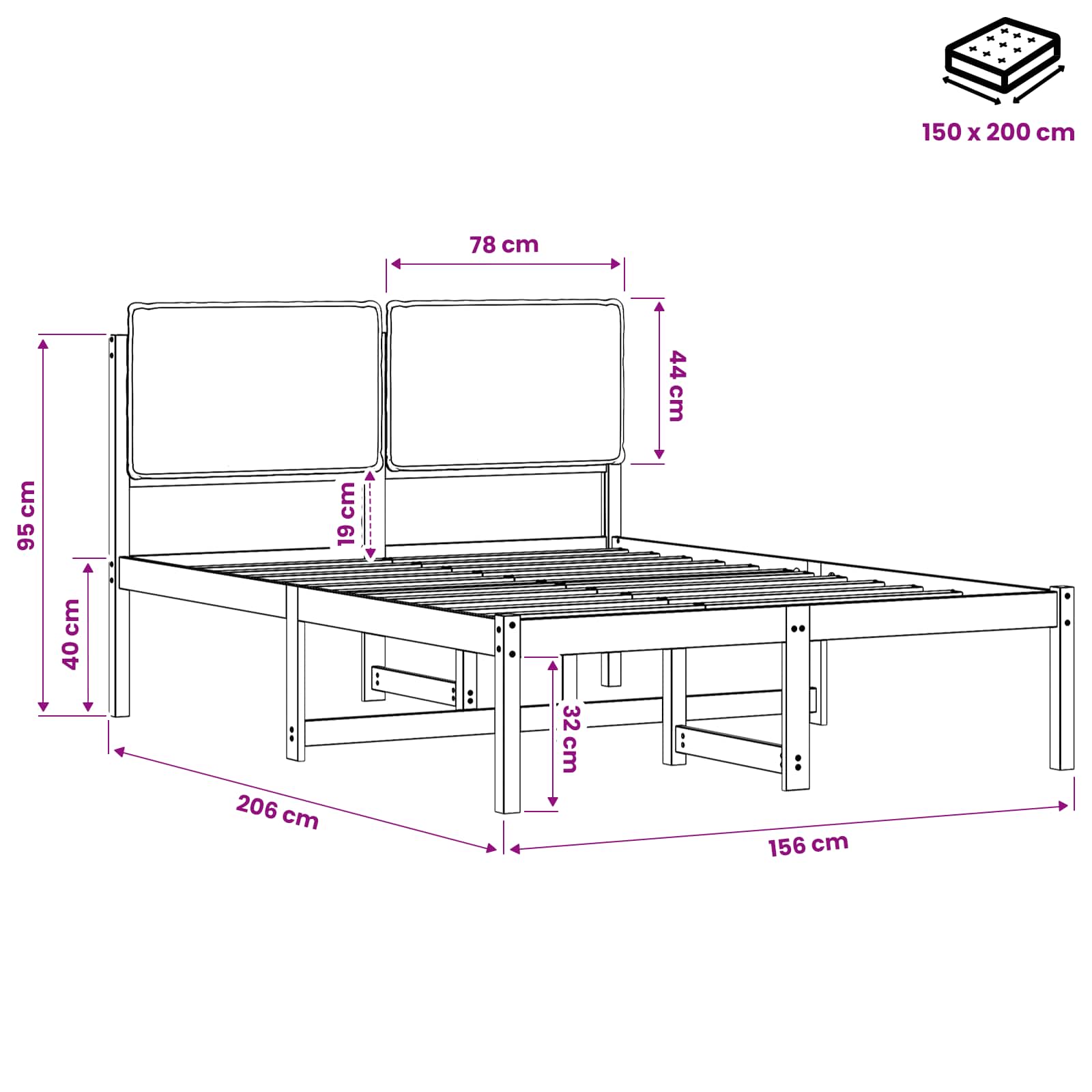 Bed Frame with Upholstered Headboard Natural and Dark Grey