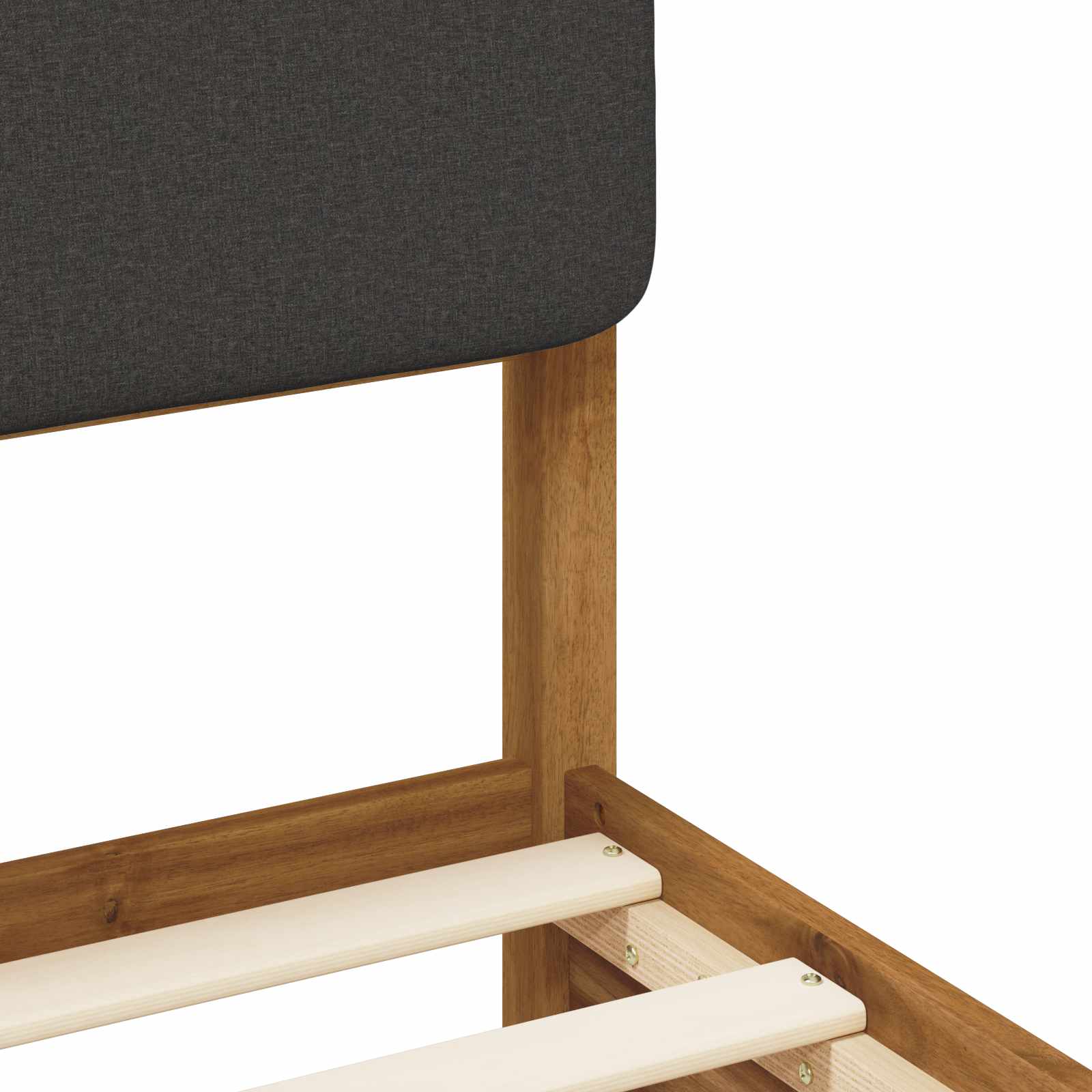 Bed Frame with Upholstered Headboard Natural and Dark Grey