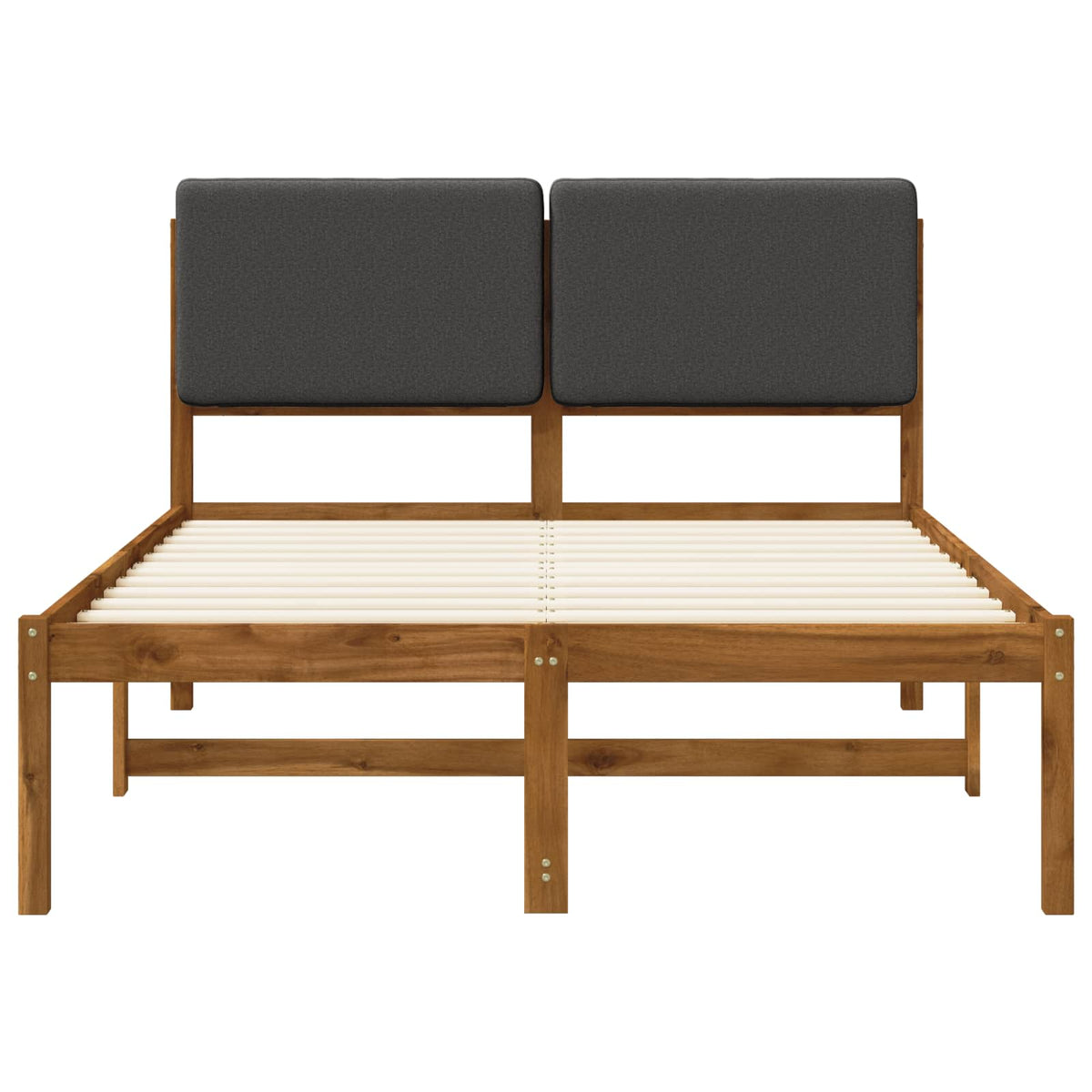 Bed Frame with Upholstered Headboard Natural and Dark Grey