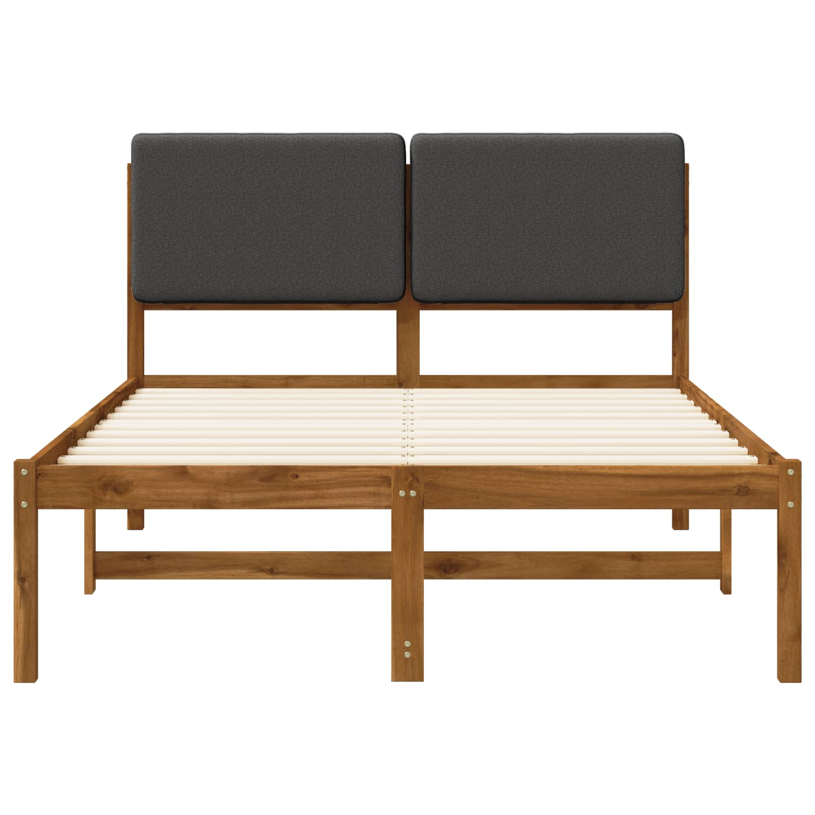 Bed Frame with Upholstered Headboard Natural and Dark Grey