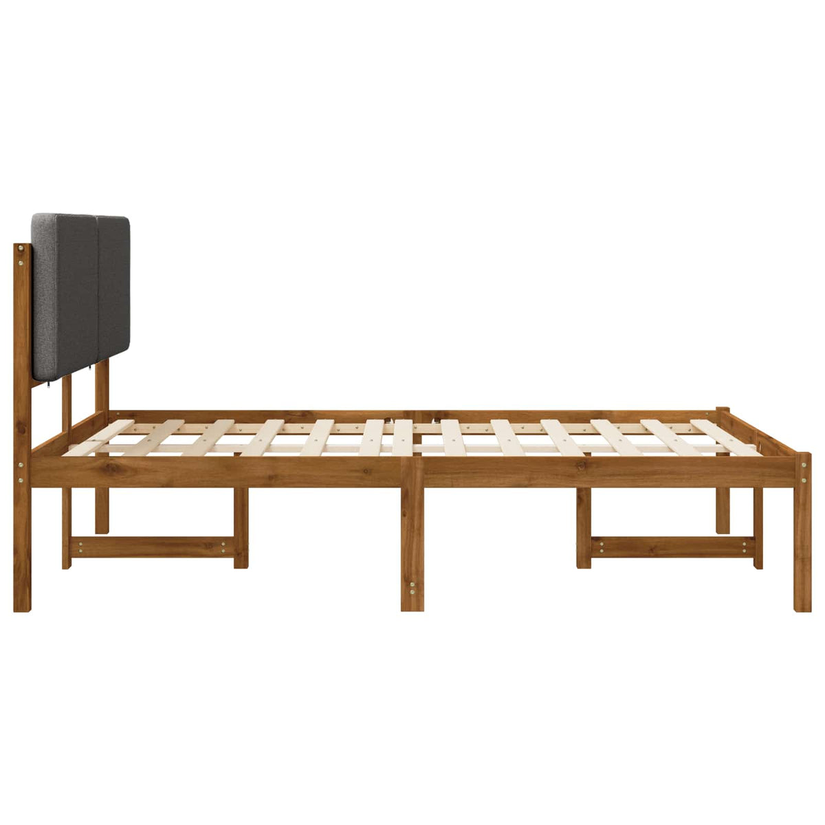 Bed Frame with Upholstered Headboard Natural and Dark Grey