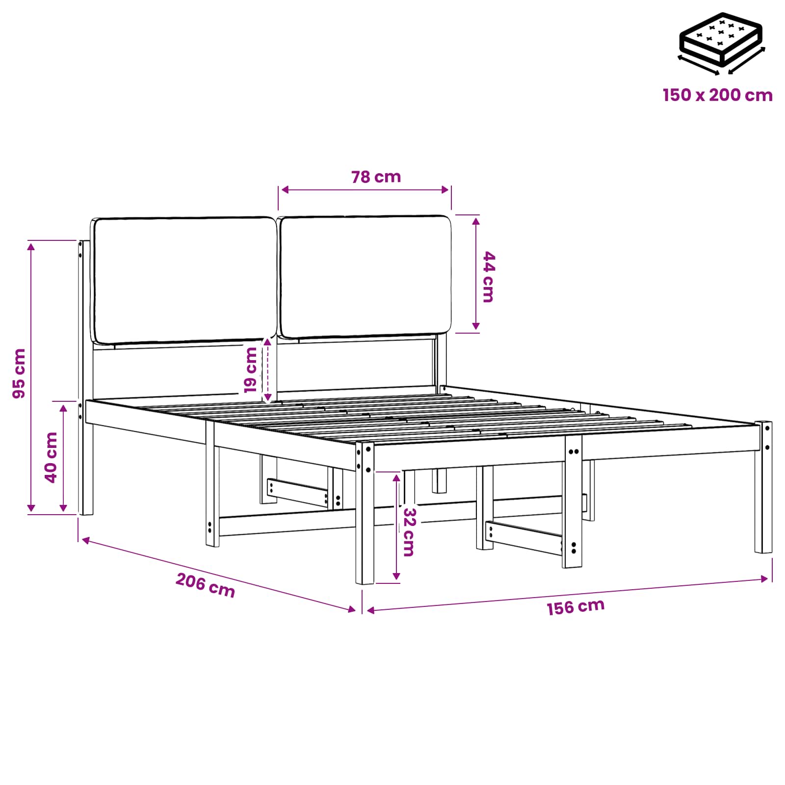 Bed Frame with Upholstered Headboard Natural and Dark Grey