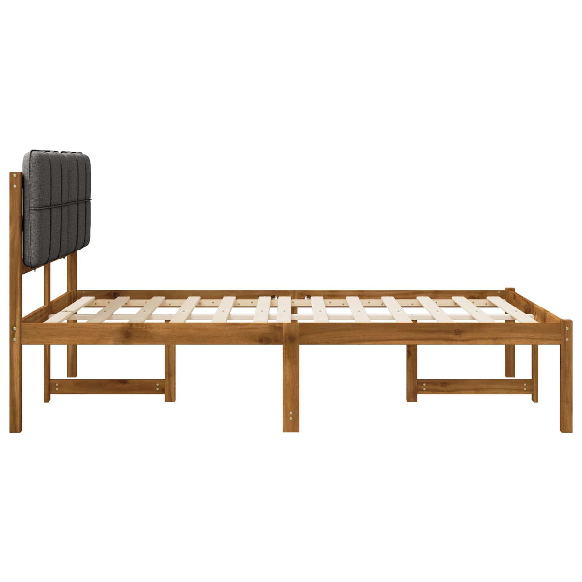 Bed Frame with Upholstered Headboard Natural and Dark Grey