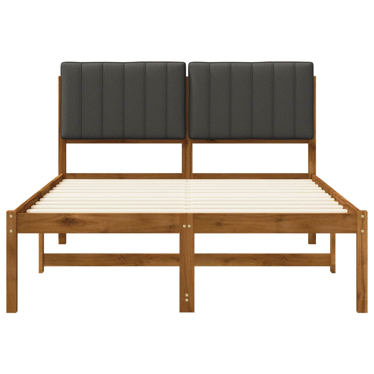 Bed Frame with Upholstered Headboard Natural and Dark Grey