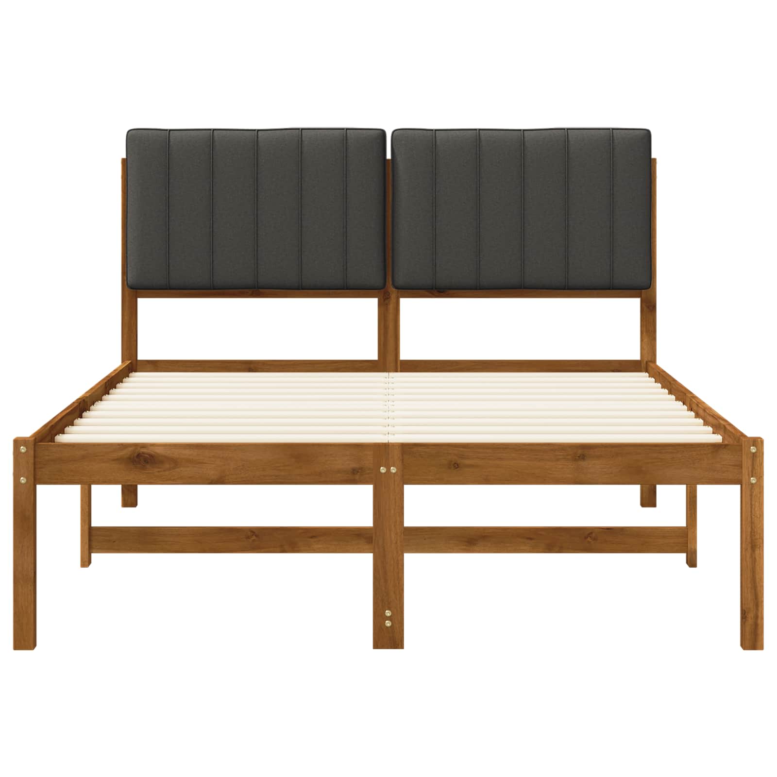 Bed Frame with Upholstered Headboard Natural and Dark Grey