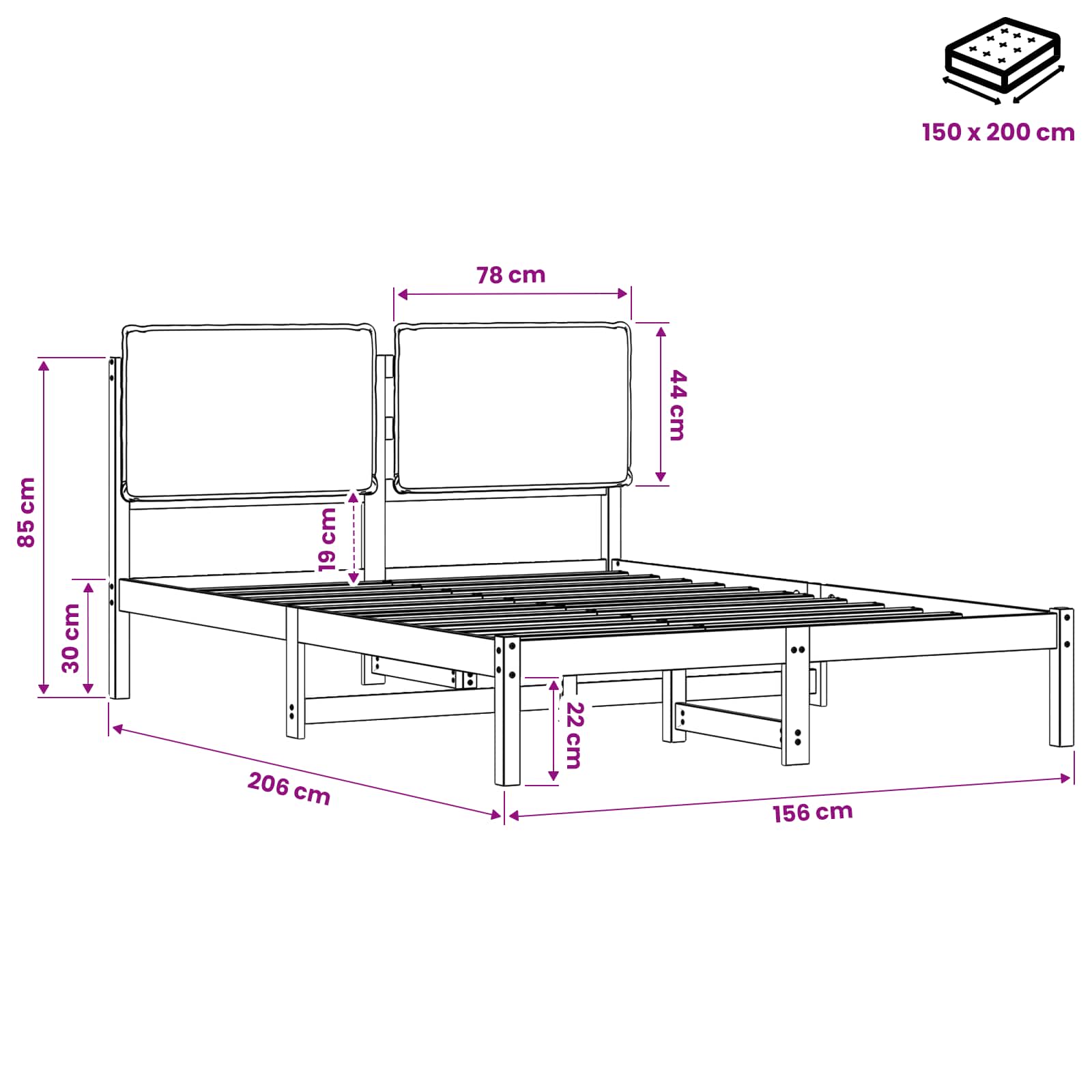 Bed Frame with Upholstered Headboard Natural and Dark Grey
