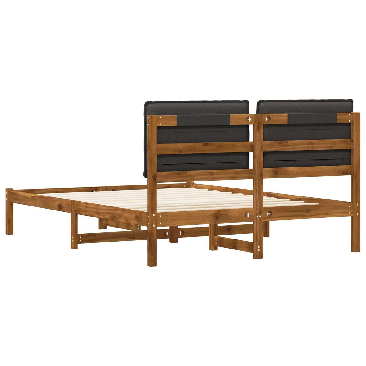 Bed Frame with Upholstered Headboard Natural and Dark Grey