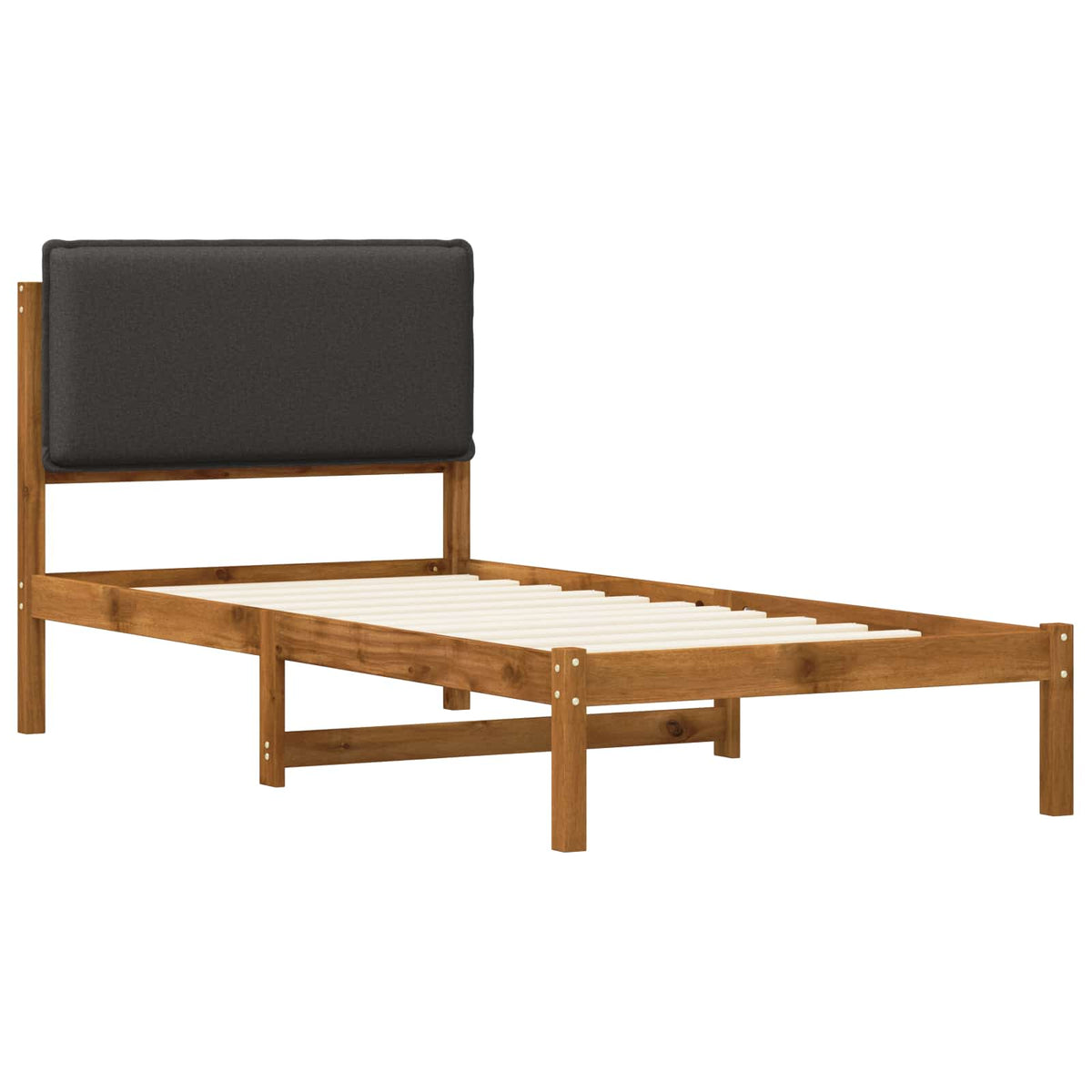 Bed Frame with Upholstered Headboard Natural and Dark Grey