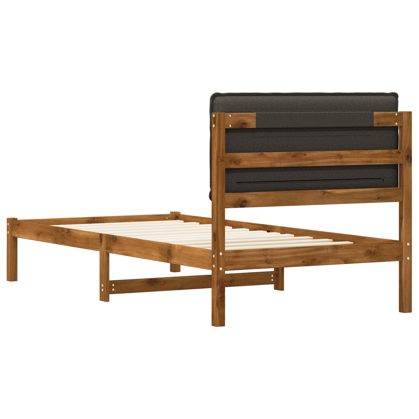 Bed Frame with Upholstered Headboard Natural and Dark Grey