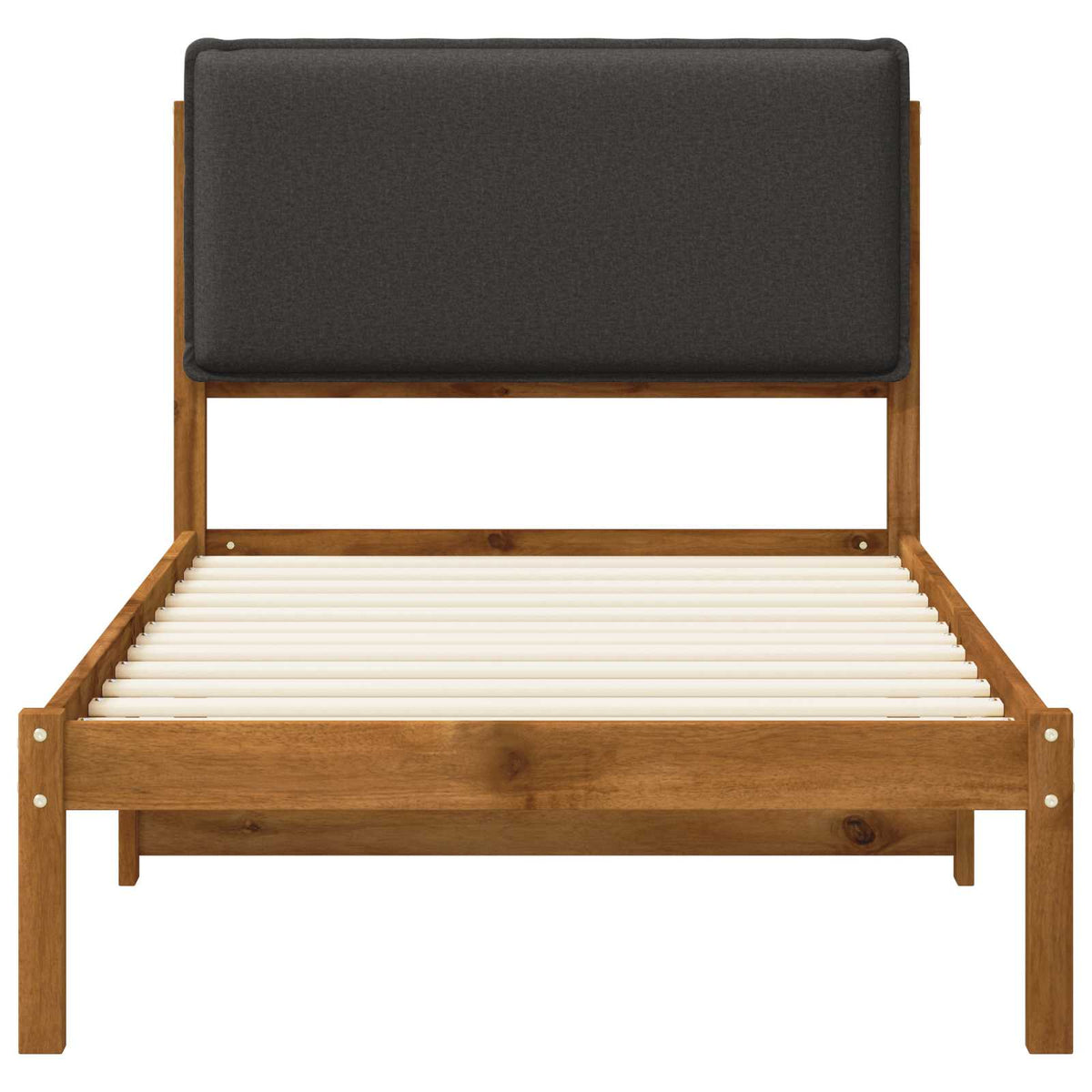 Bed Frame with Upholstered Headboard Natural and Dark Grey