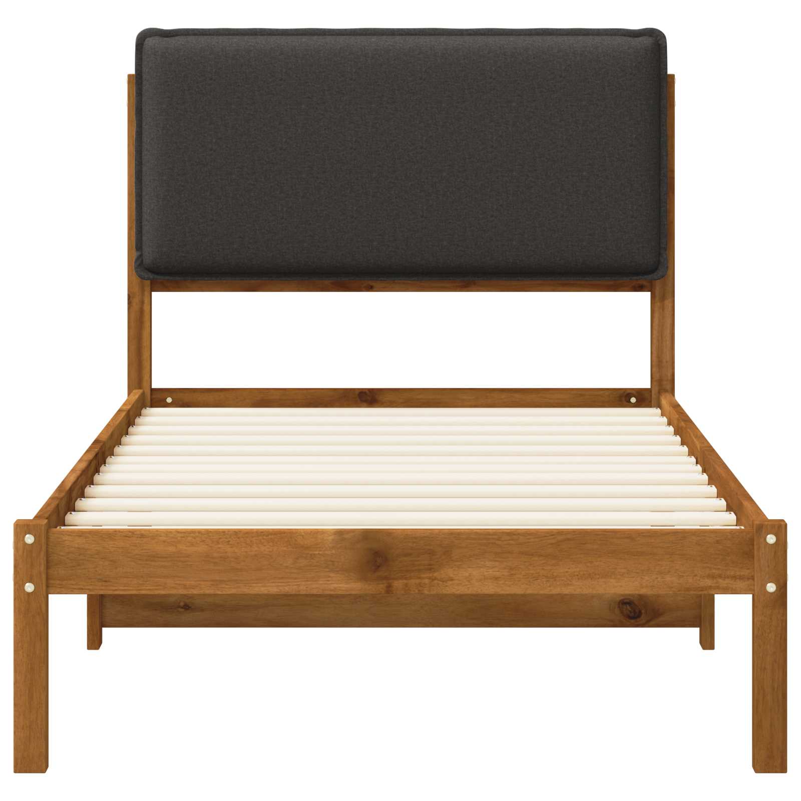 Bed Frame with Upholstered Headboard Natural and Dark Grey