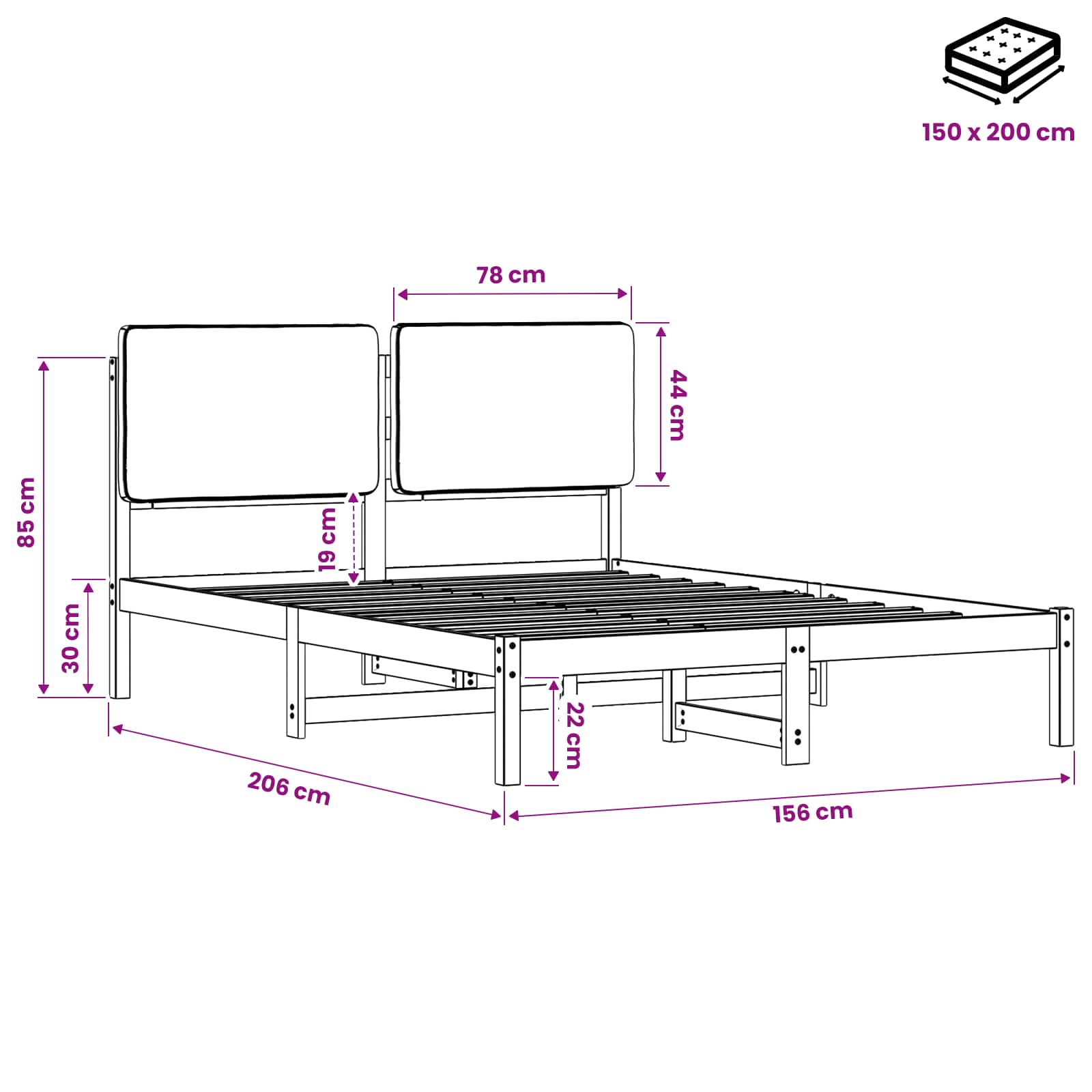 Bed Frame with Upholstered Headboard Natural and Dark Grey